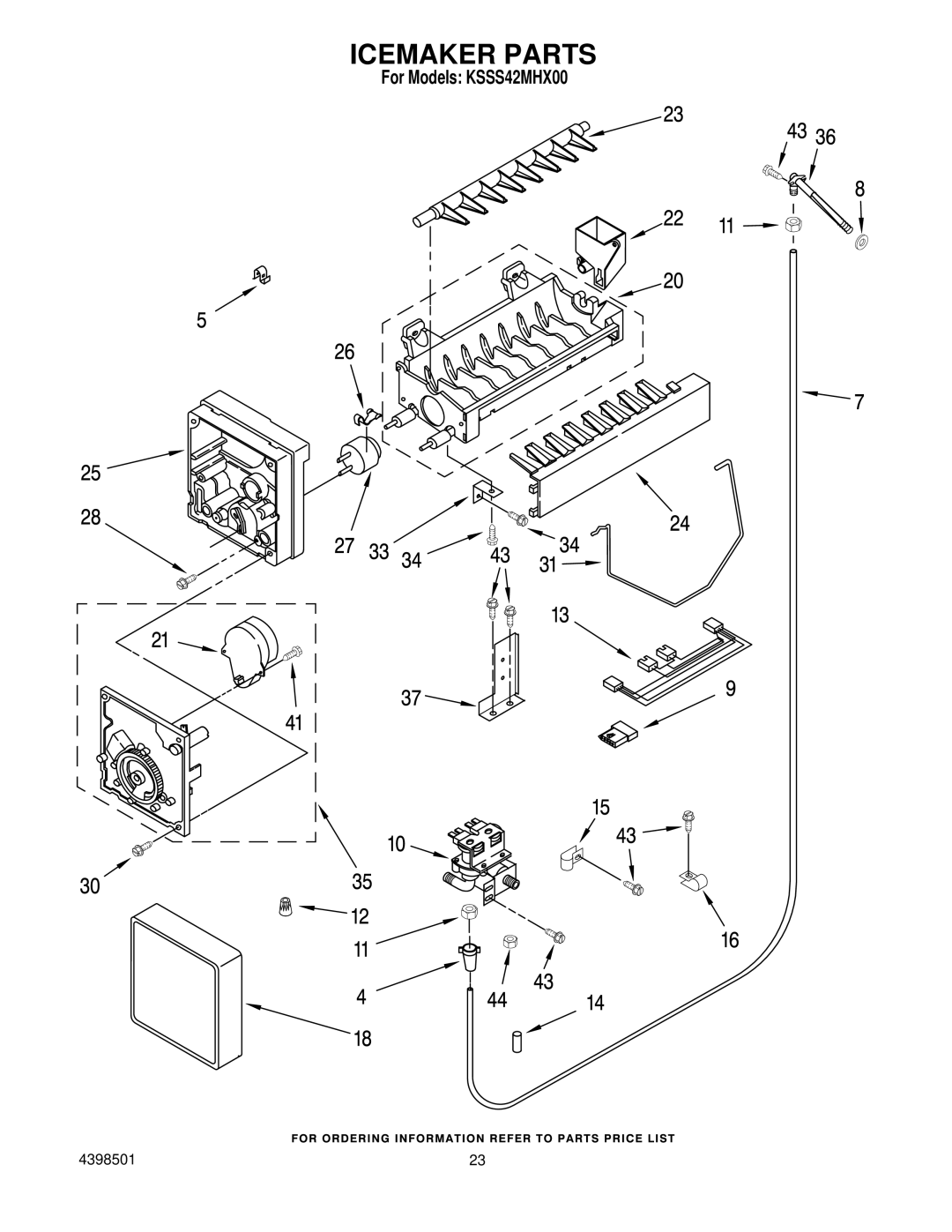 KitchenAid KSSS42MHX00 manual Icemaker Parts 