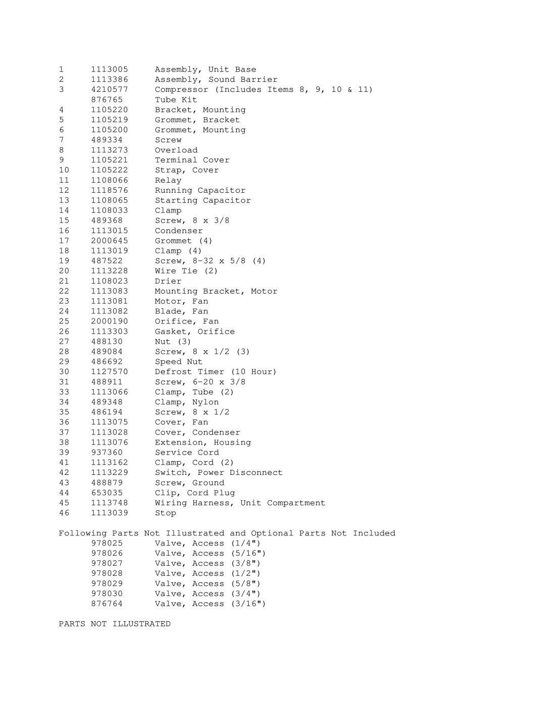 KitchenAid KSSS42MWX00 manual Parts not Illustrated 