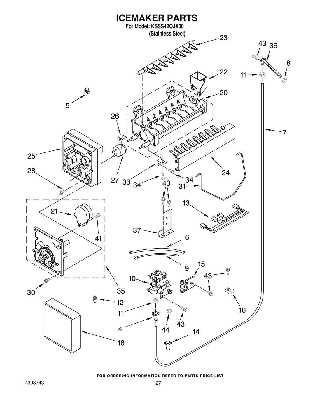 KitchenAid KSSS42QJX00 manual Icemaker Parts 