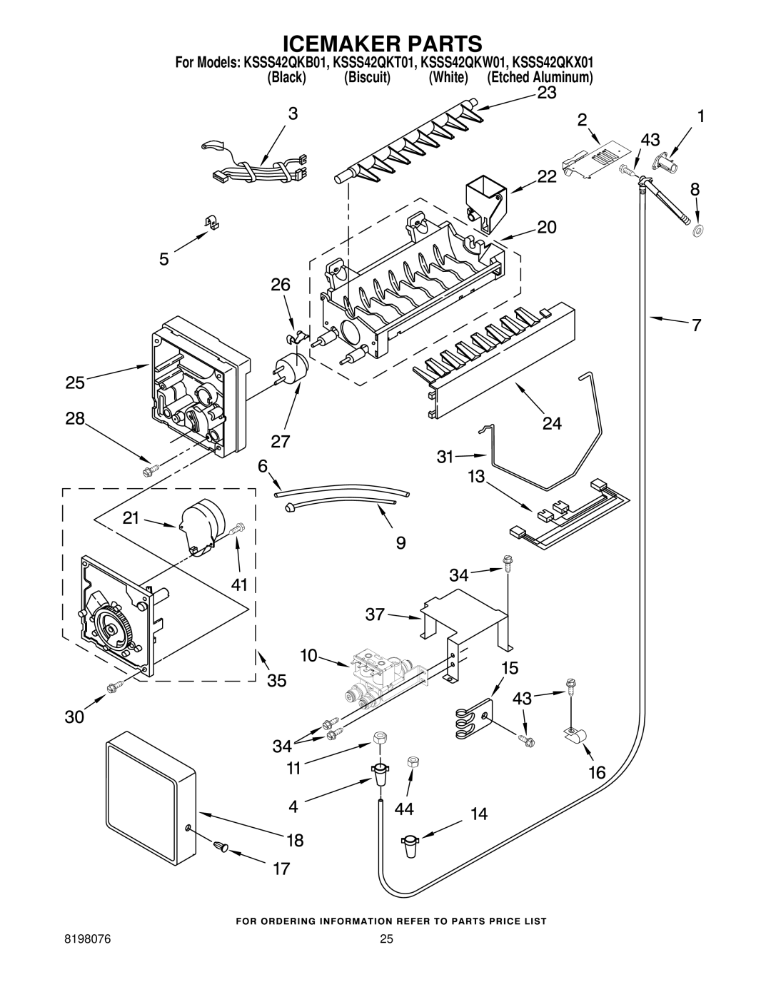 KitchenAid KSSS42QKT01, KSSS42QKW01, KSSS42QKB01, KSSS42QKX01 manual Icemaker Parts 