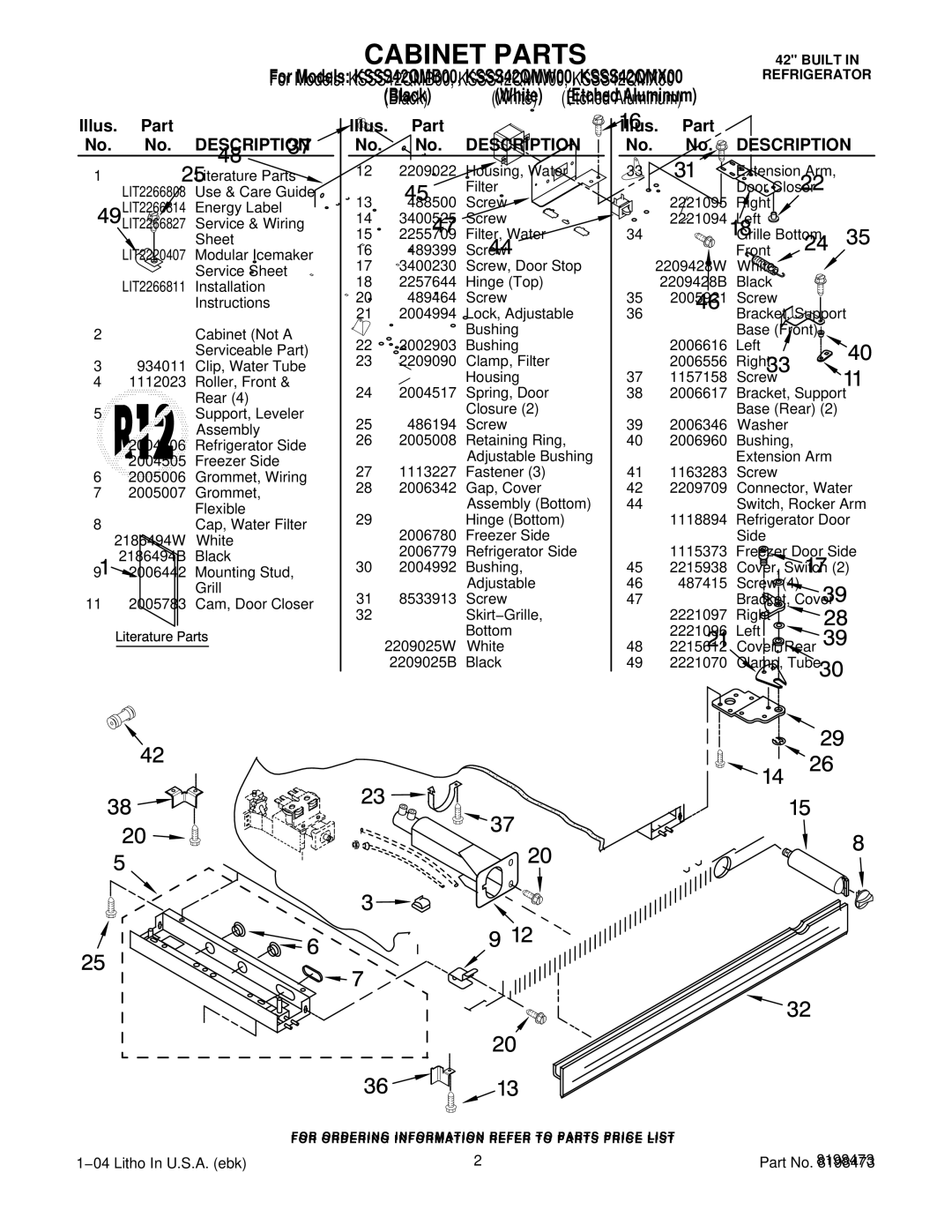 KitchenAid manual For Models KSSS42QMB00, KSSS42QMW00, KSSS42QMX00 Black 