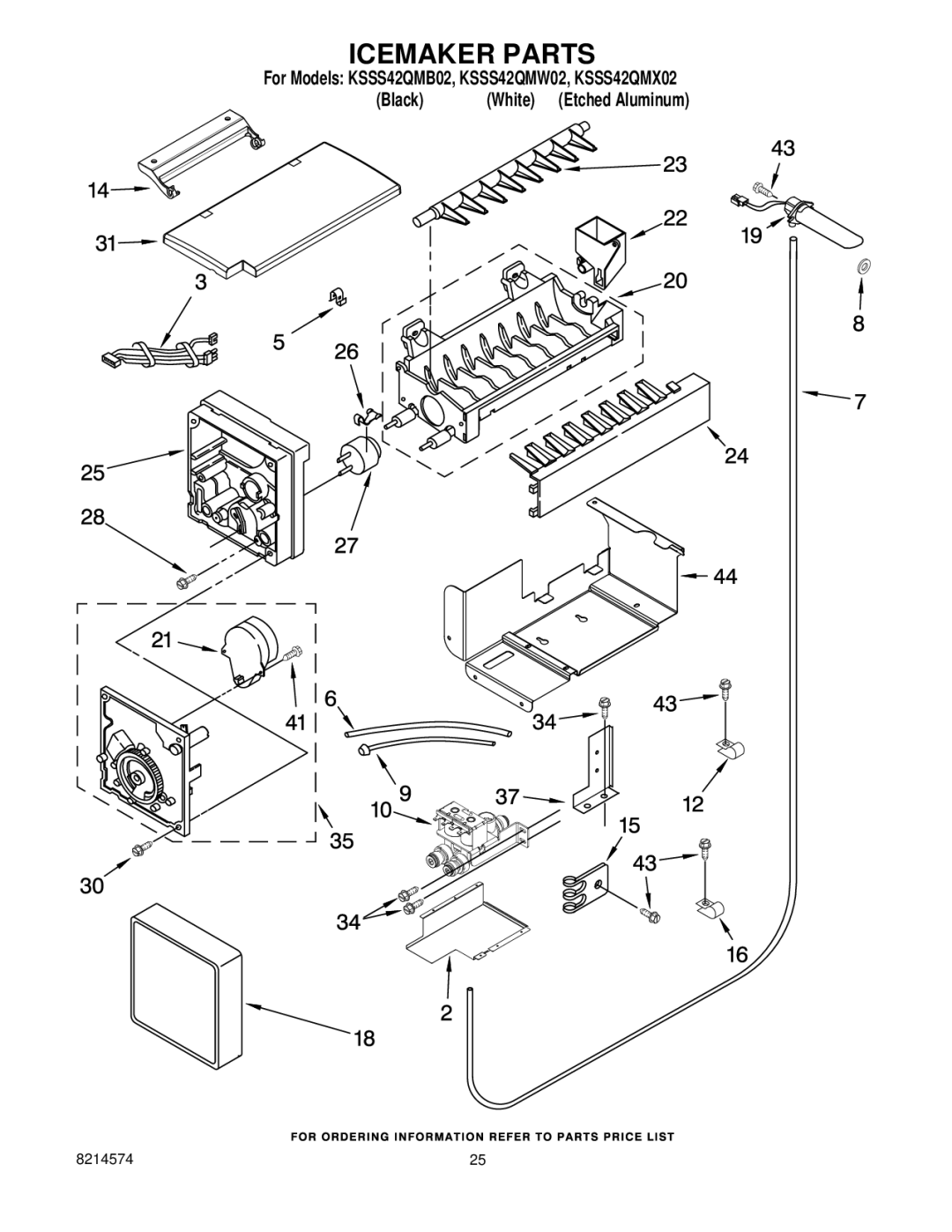 KitchenAid KSSS42QMB02, KSSS42QMX02, KSSS42QMW02 manual Icemaker Parts 