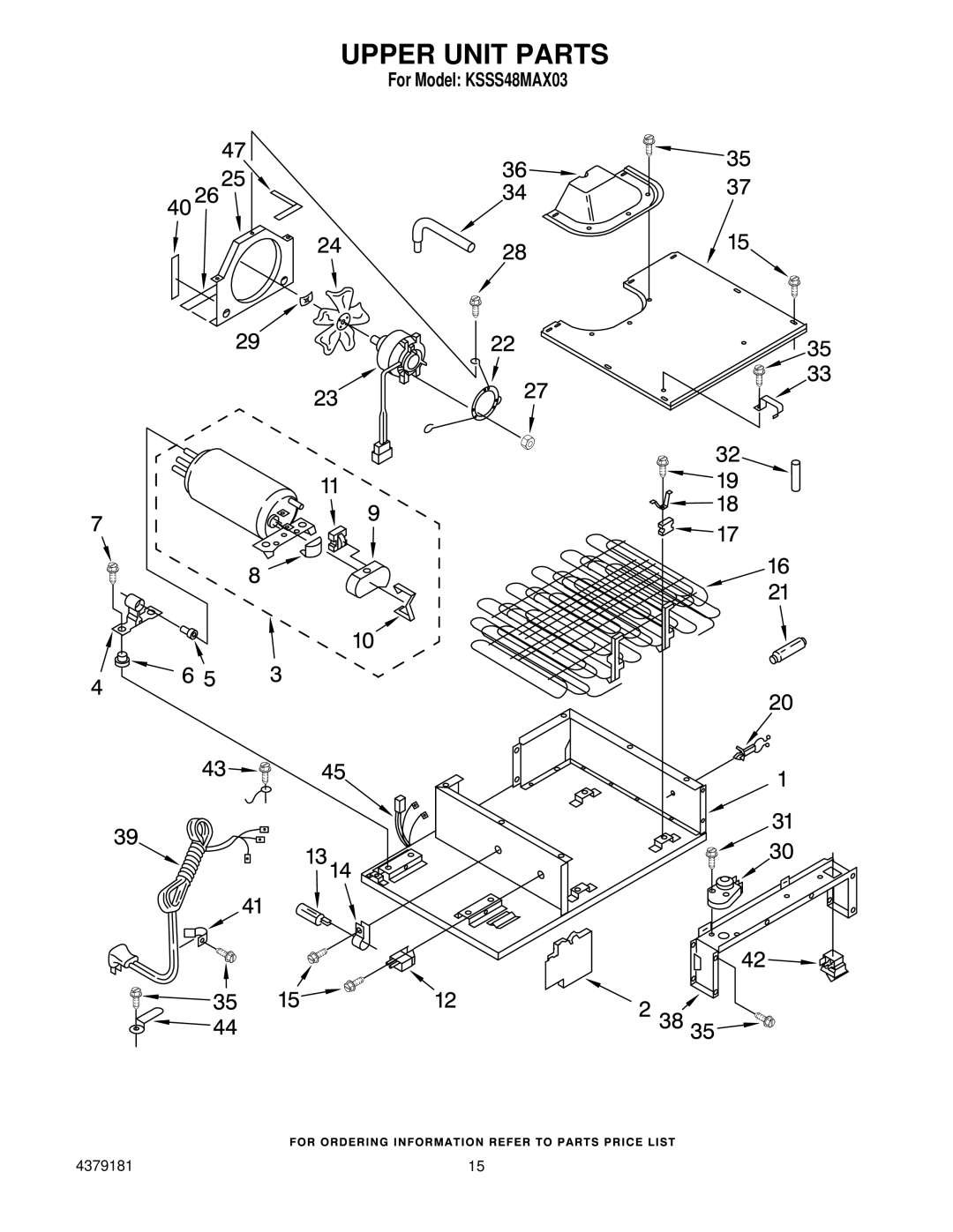 KitchenAid KSSS48MAX03 manual Upper Unit Parts 