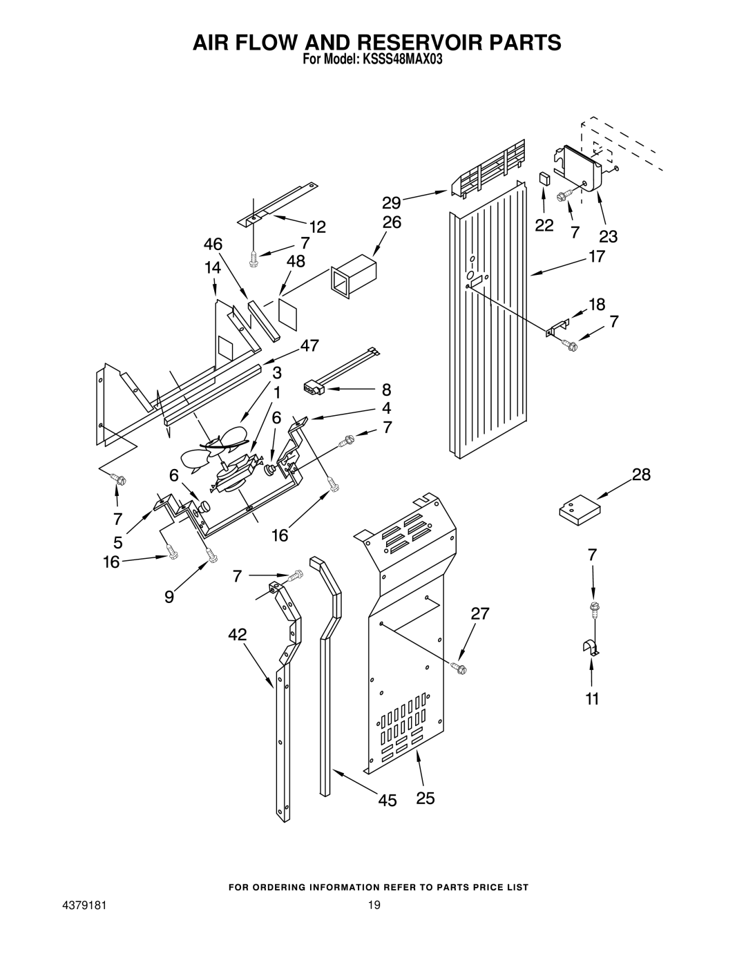 KitchenAid KSSS48MAX03 manual AIR Flow and Reservoir Parts 