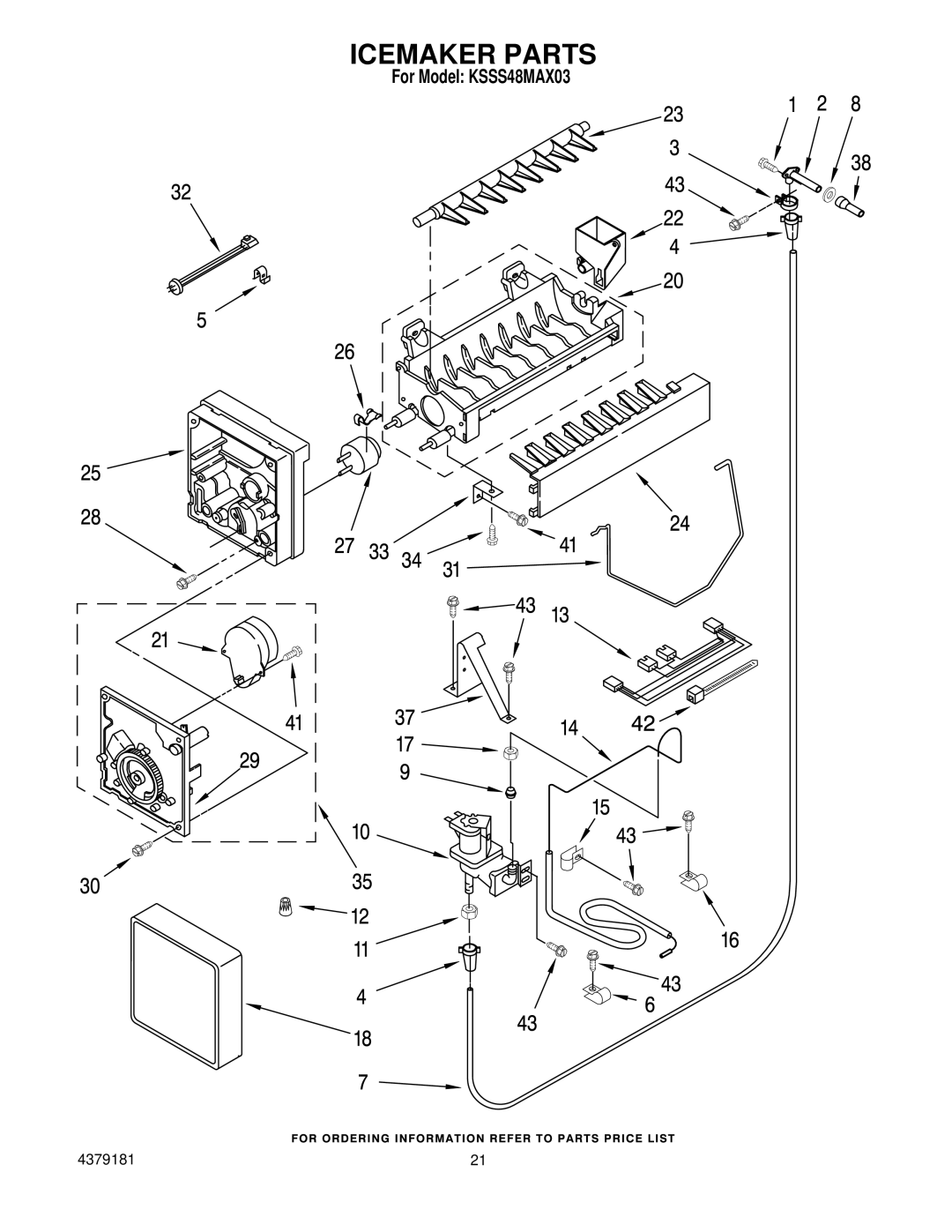 KitchenAid KSSS48MAX03 manual Icemaker Parts 