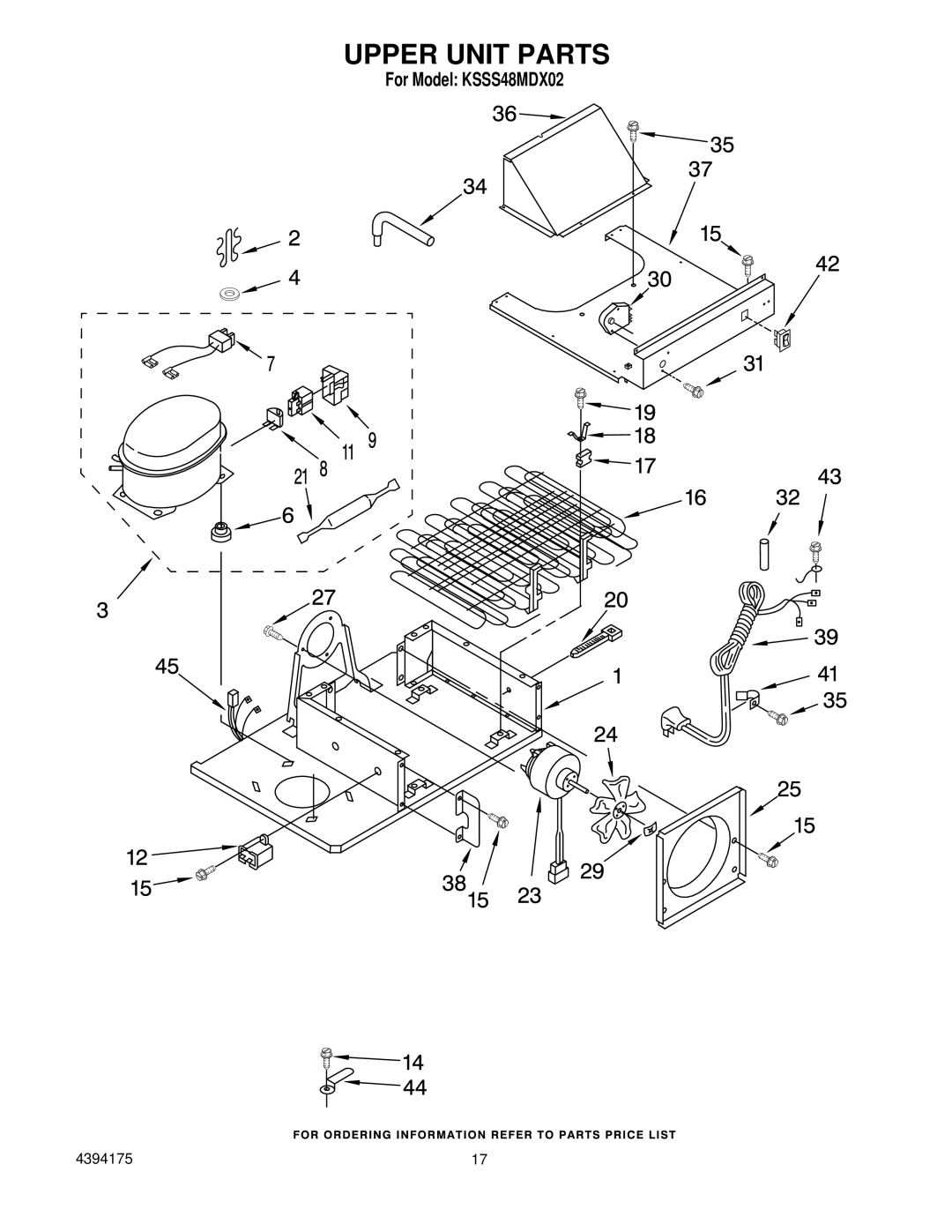 KitchenAid KSSS48MDX02 manual Upper Unit Parts 