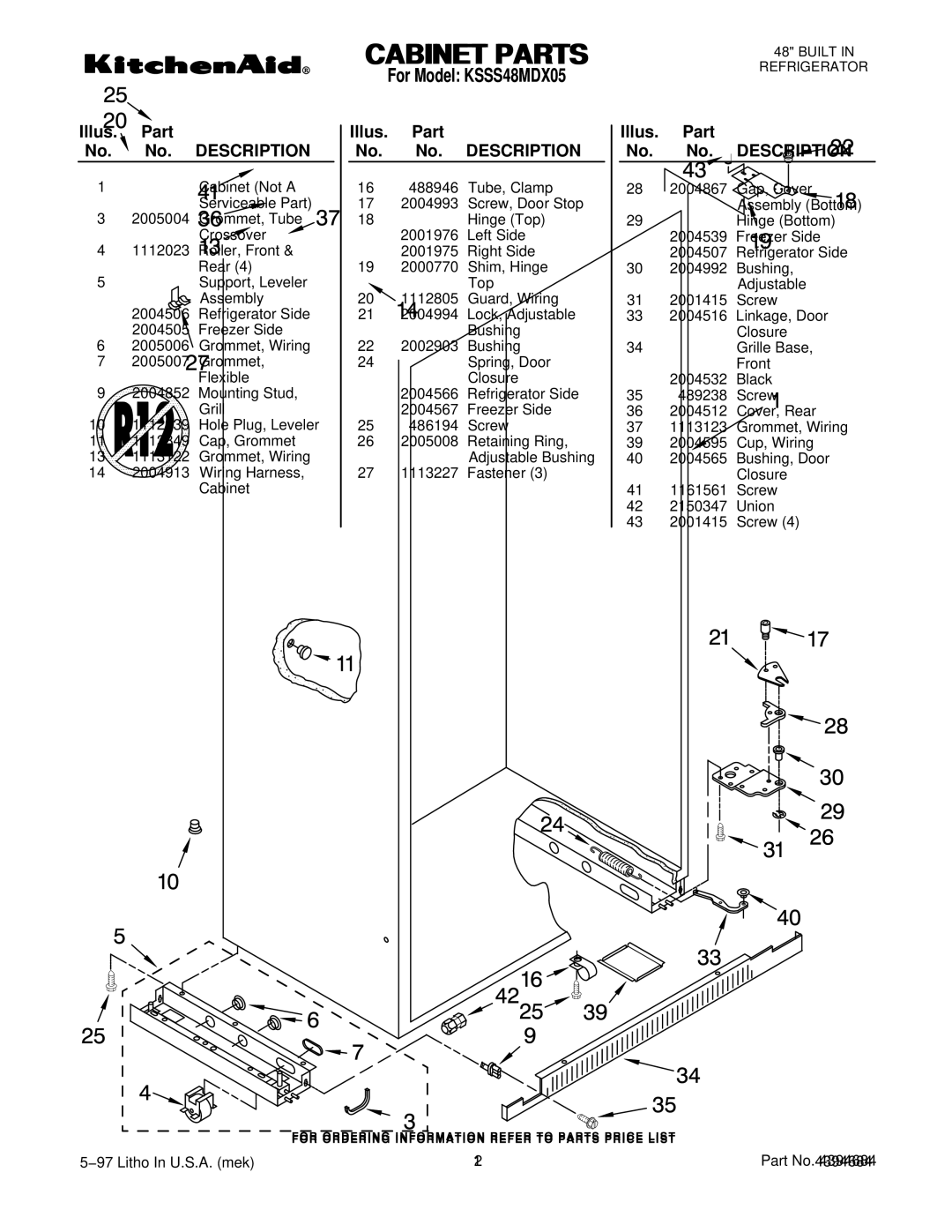 KitchenAid manual For Model KSSS48MDX05 