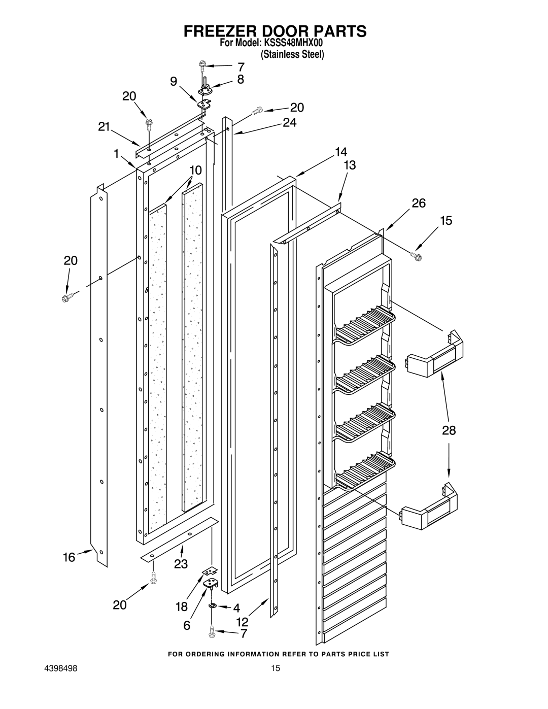 KitchenAid KSSS48MHX00 manual Freezer Door Parts 