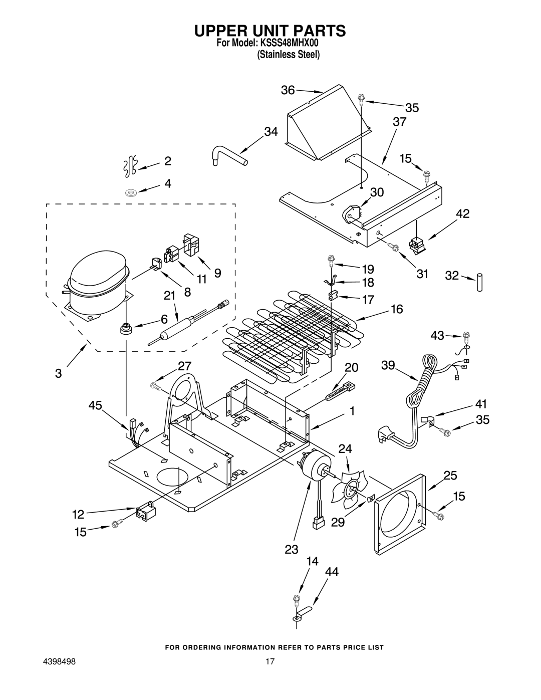 KitchenAid KSSS48MHX00 manual Upper Unit Parts 