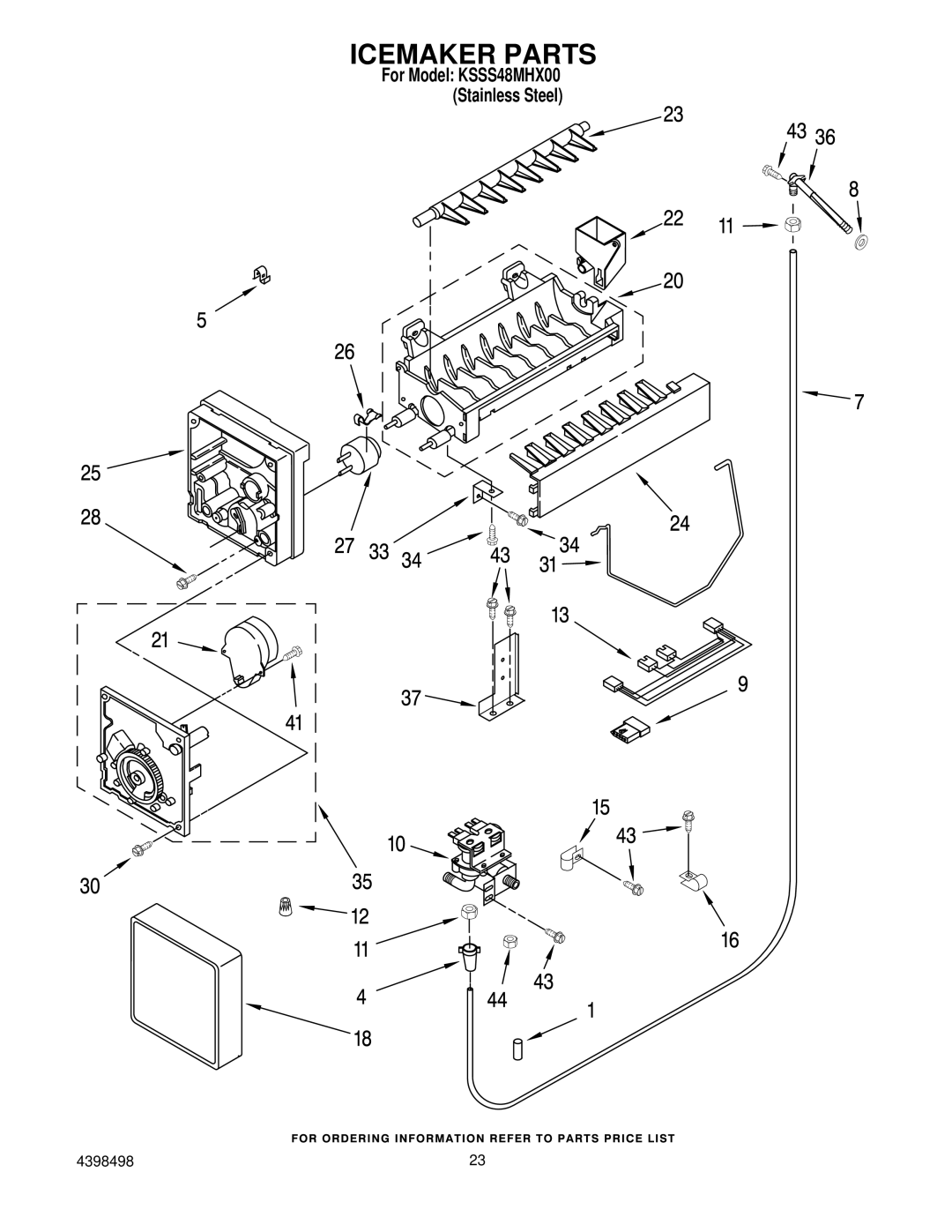 KitchenAid KSSS48MHX00 manual Icemaker Parts 