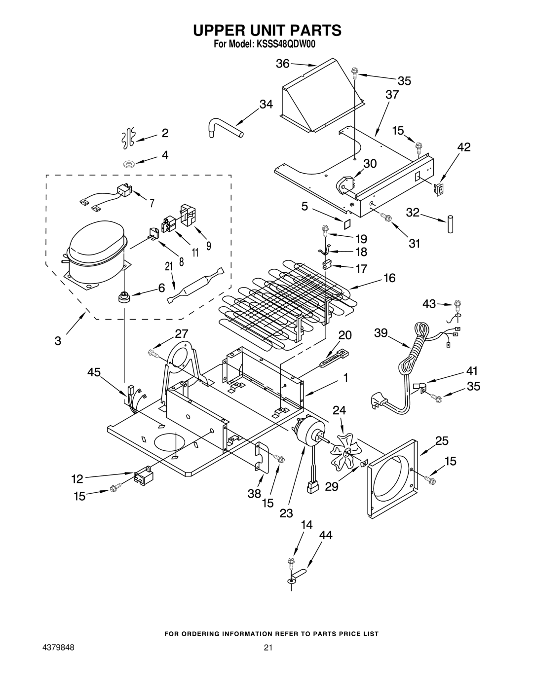 KitchenAid KSSS48QDW00 manual Upper Unit Parts 