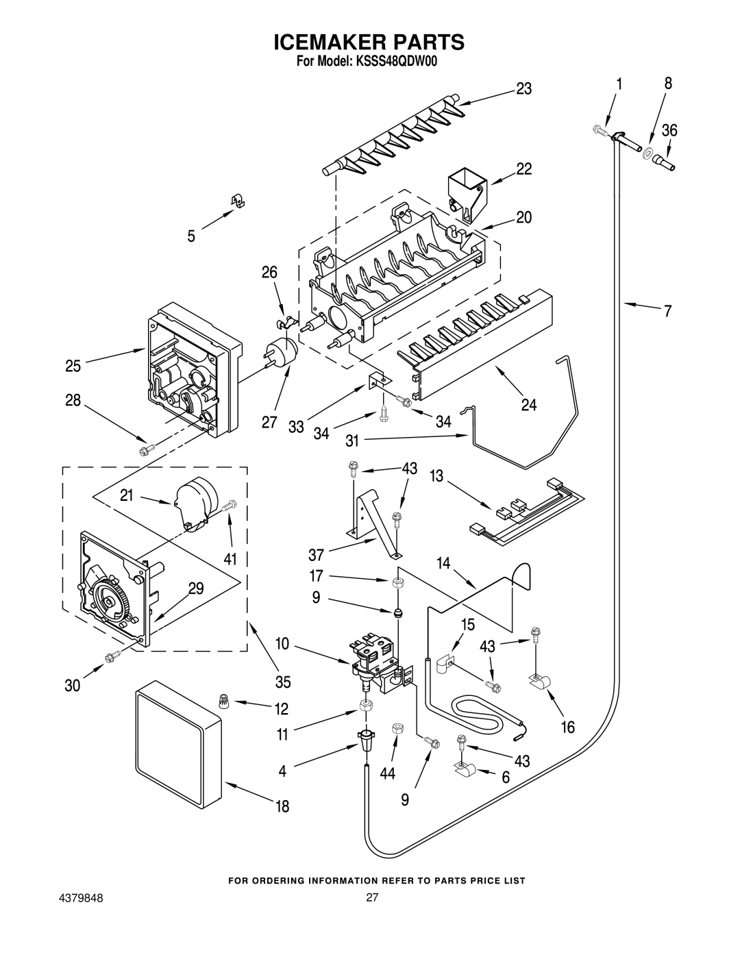 KitchenAid KSSS48QDW00 manual Icemaker Parts 