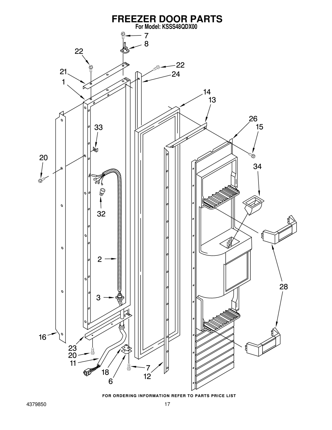 KitchenAid KSSS48QDX00 manual Freezer Door Parts 