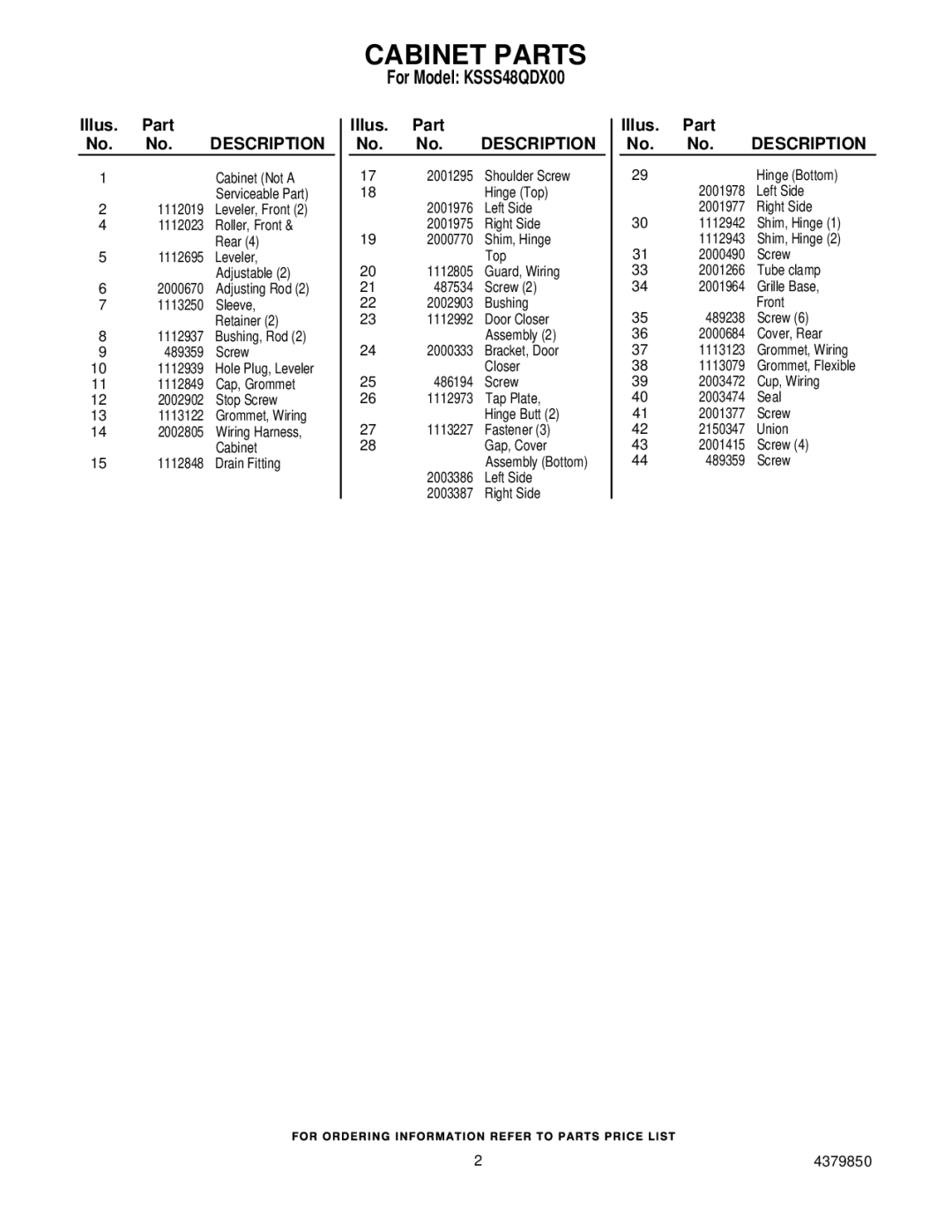 KitchenAid manual For Model KSSS48QDX00 