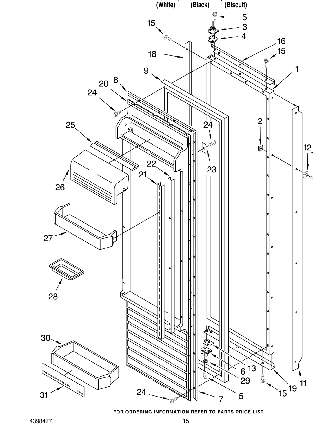 KitchenAid KSSS48QHT00, KSSS48QHW00, KSSS48QHB00 manual Refrigerator Door Parts 