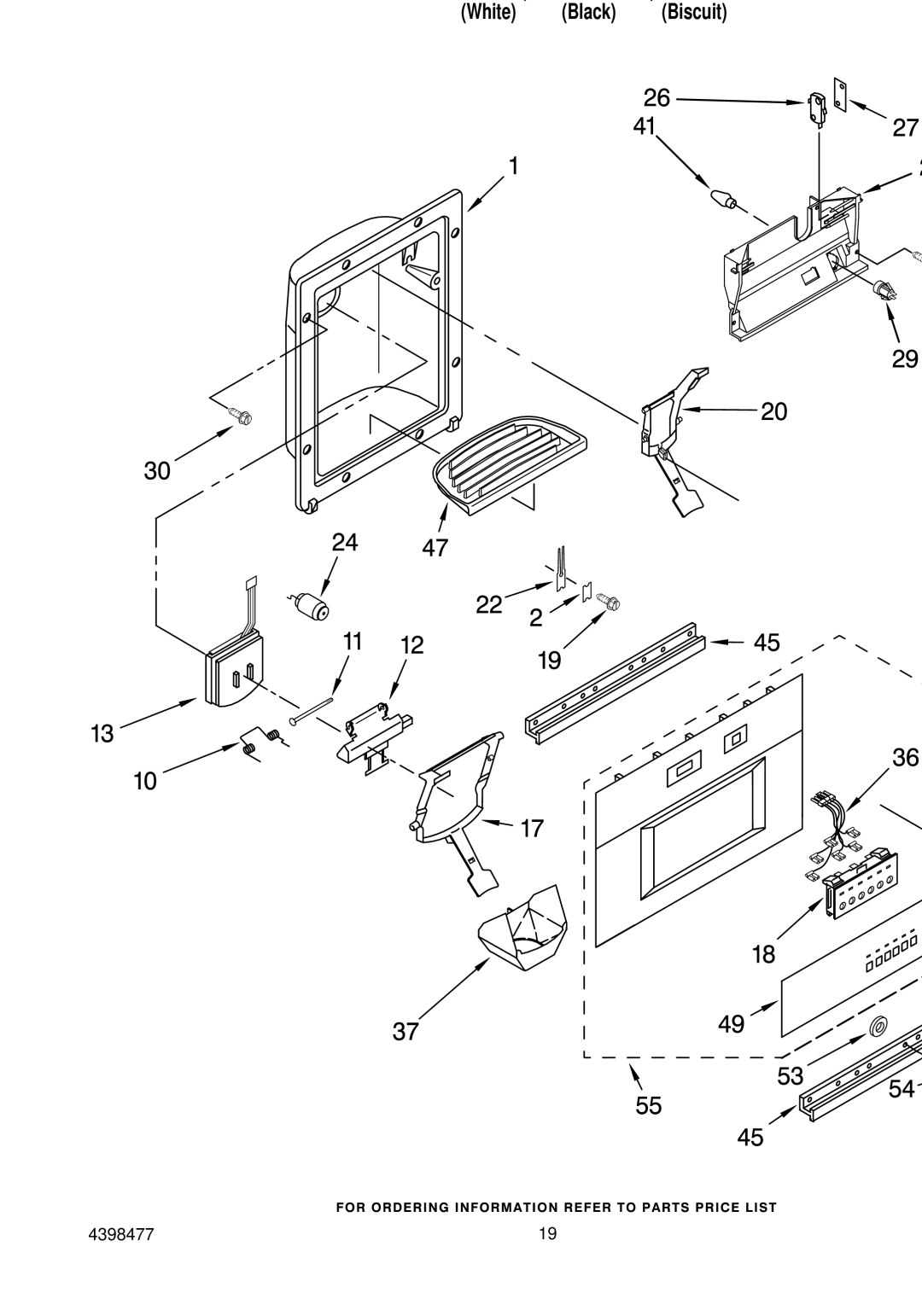 KitchenAid KSSS48QHW00, KSSS48QHT00, KSSS48QHB00 manual Dispenser Front Parts 