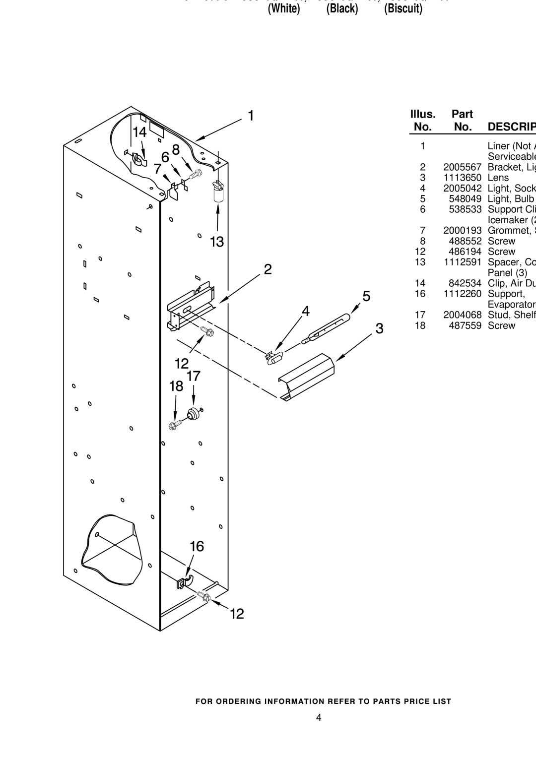 KitchenAid KSSS48QHW00, KSSS48QHT00, KSSS48QHB00 manual Freezer Liner Parts 