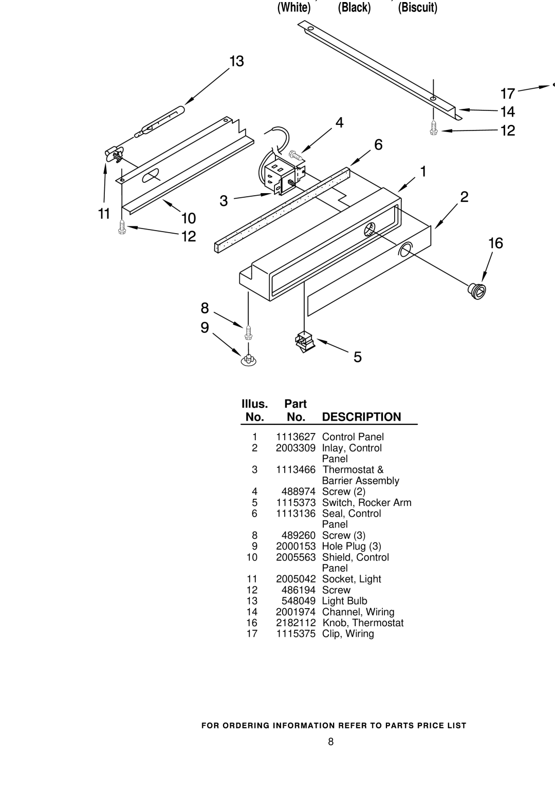 KitchenAid KSSS48QHB00, KSSS48QHT00, KSSS48QHW00 manual Freezer Control Panel Parts 