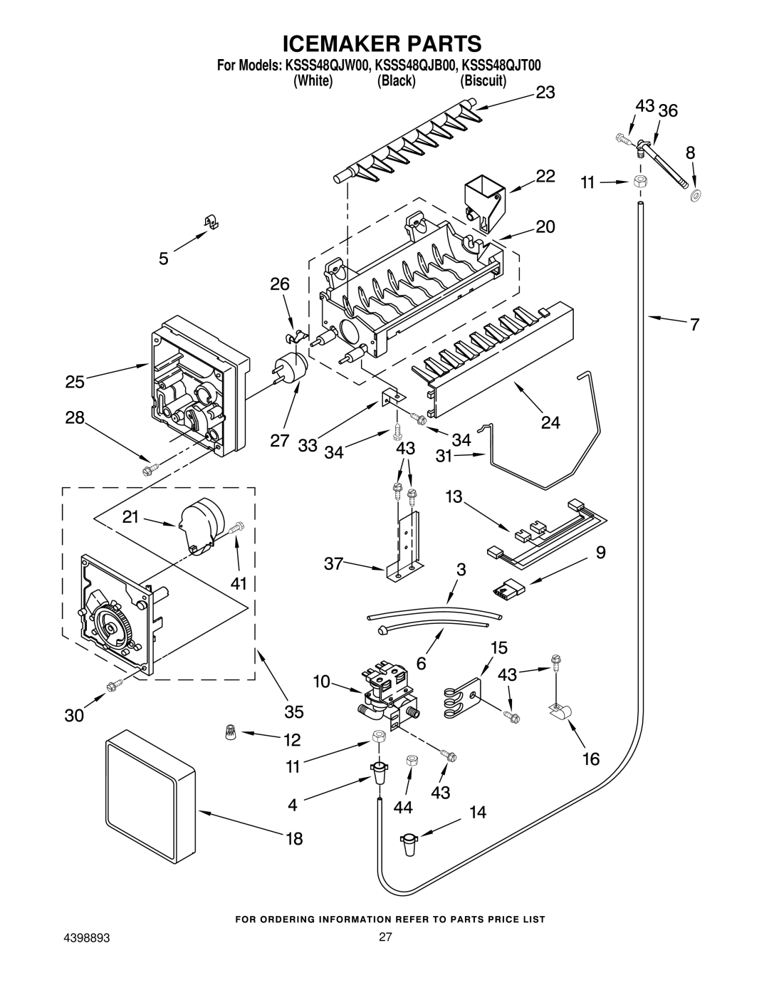 KitchenAid KSSS48QJT00, KSSS48QJW00, KSSS48QJB00 manual Icemaker Parts 