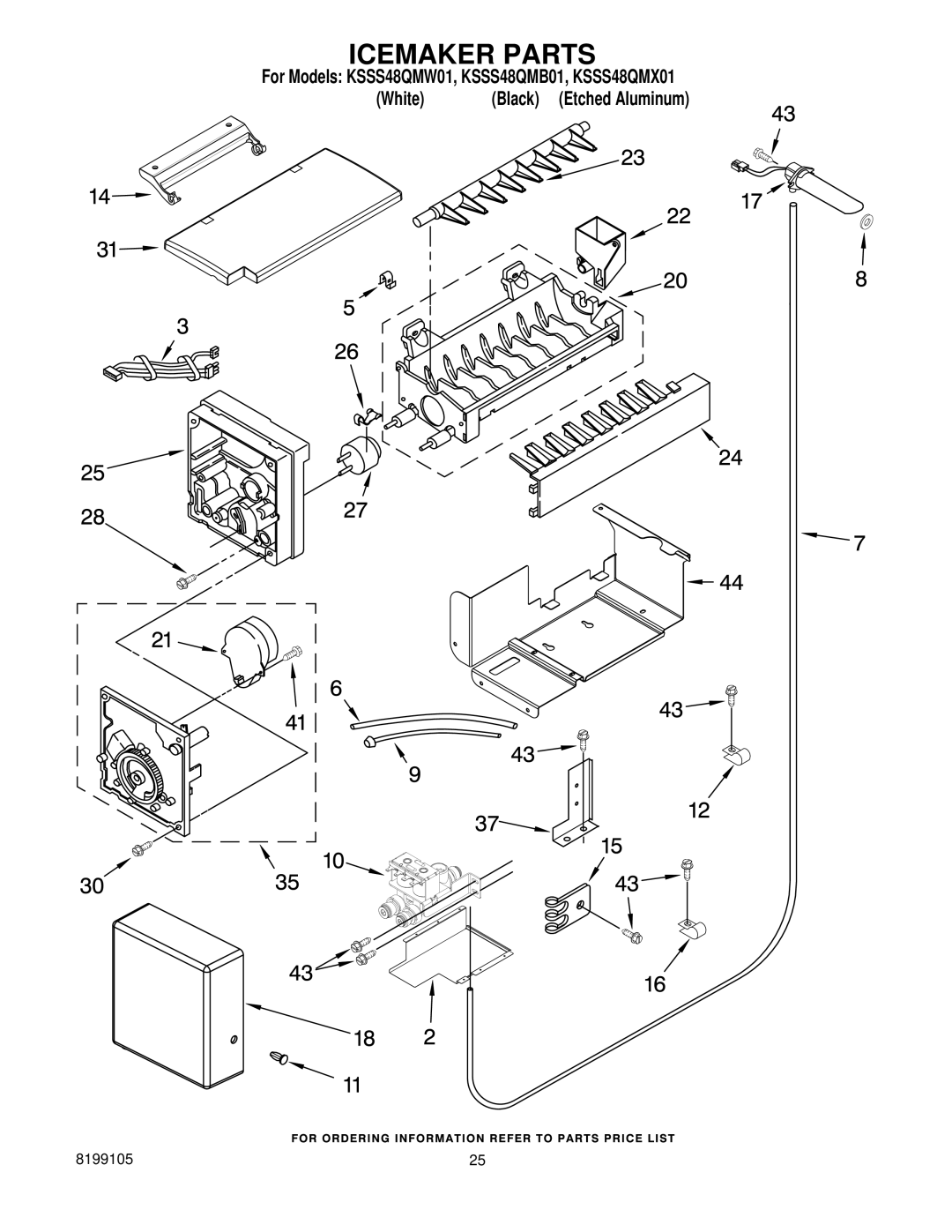 KitchenAid KSSS48QMB01, KSSS48QMX01, KSSS48QMW01 manual Icemaker Parts 