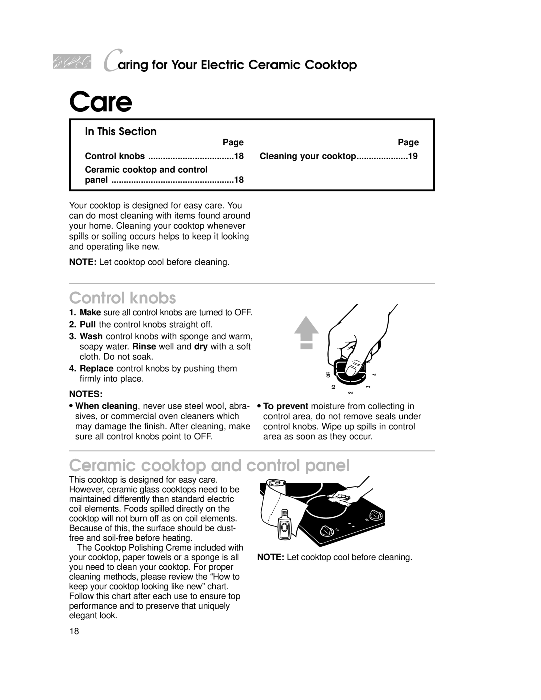 KitchenAid KGCT025, KSVD060B, KKECT025 Ceramic cooktop and control panel, Cleaning your cooktop Ceramic cooktop and control 