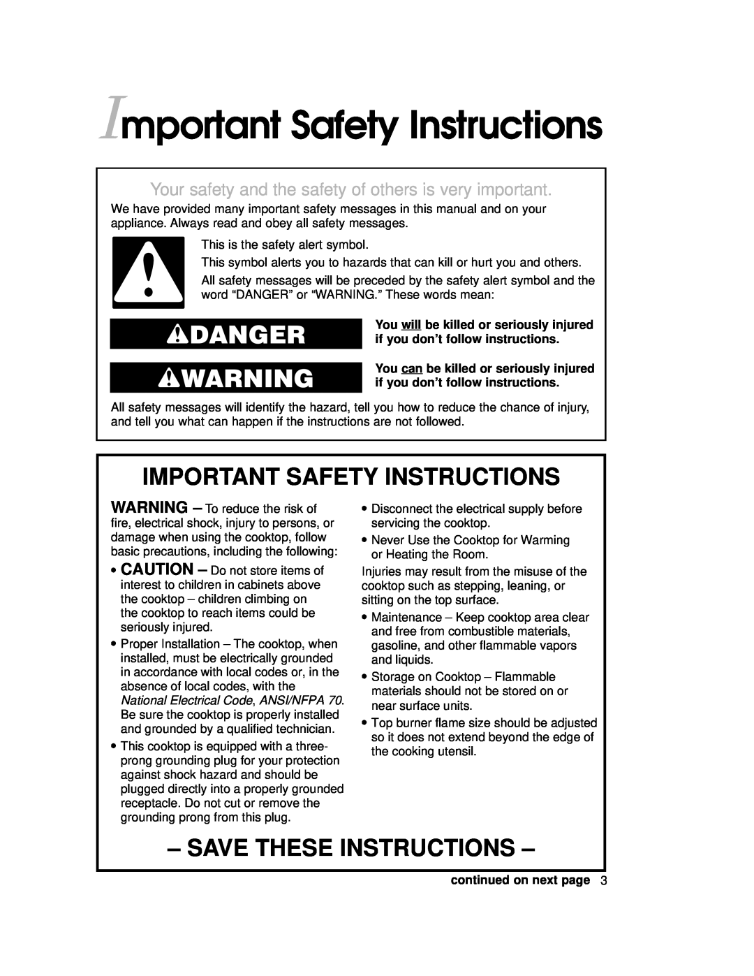 KitchenAid KGCT025, KSVD060B, KKECT025, KECG020 Important Safety Instructions, wDANGER wWARNING, Save These Instructions 