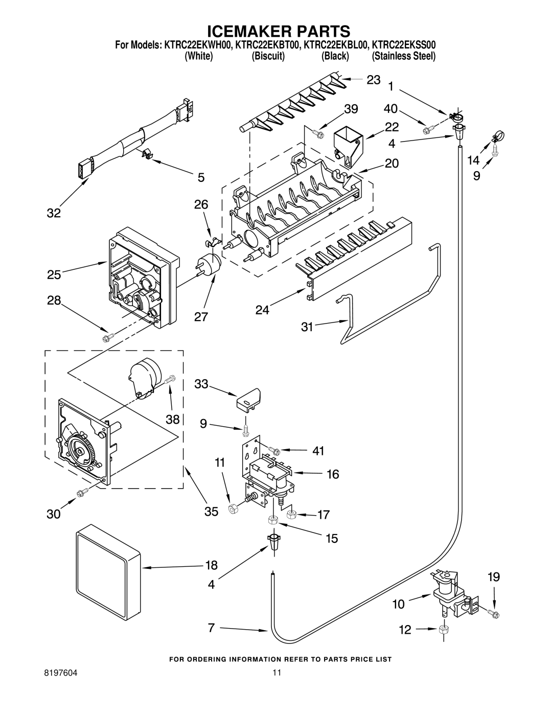 KitchenAid KTRC22EKSS00, KTRC22EKBL00, KTRC22EKBT00, KTRC22EKWH00 manual Icemaker Parts 