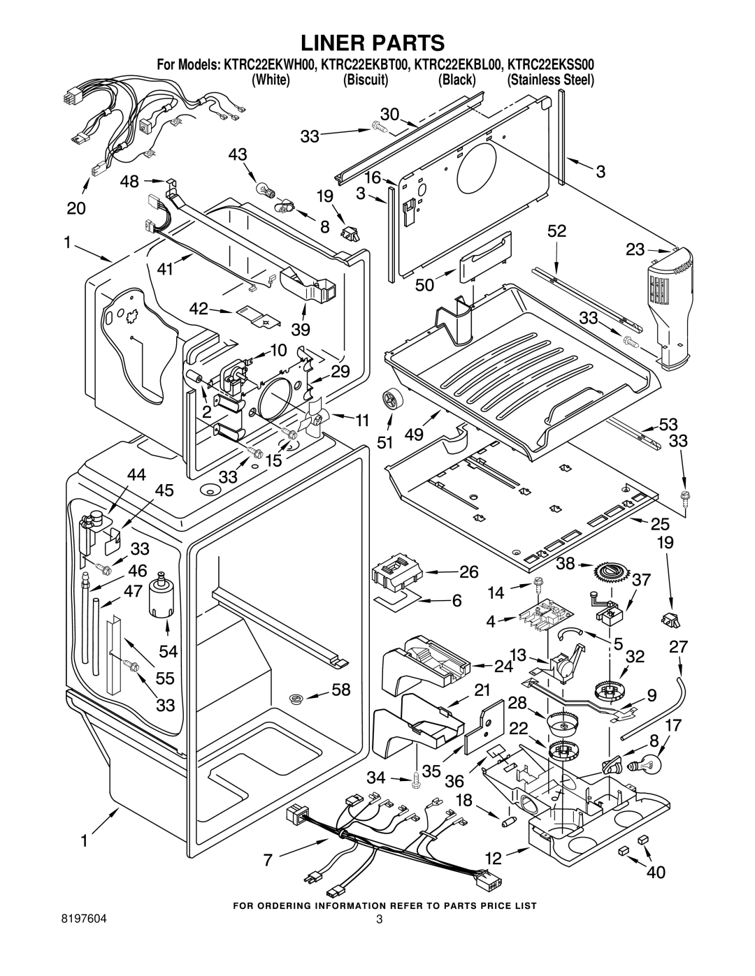 KitchenAid KTRC22EKSS00, KTRC22EKBL00, KTRC22EKBT00, KTRC22EKWH00 manual Liner Parts 