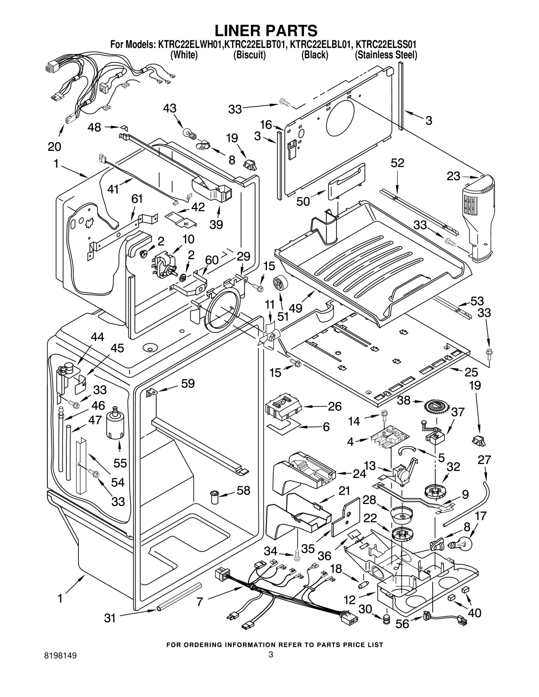 KitchenAid KTRC22ELWH01, KTRC22ELBL01, KTRC22ELBT01, KTRC22ELSS01 manual Liner Parts 