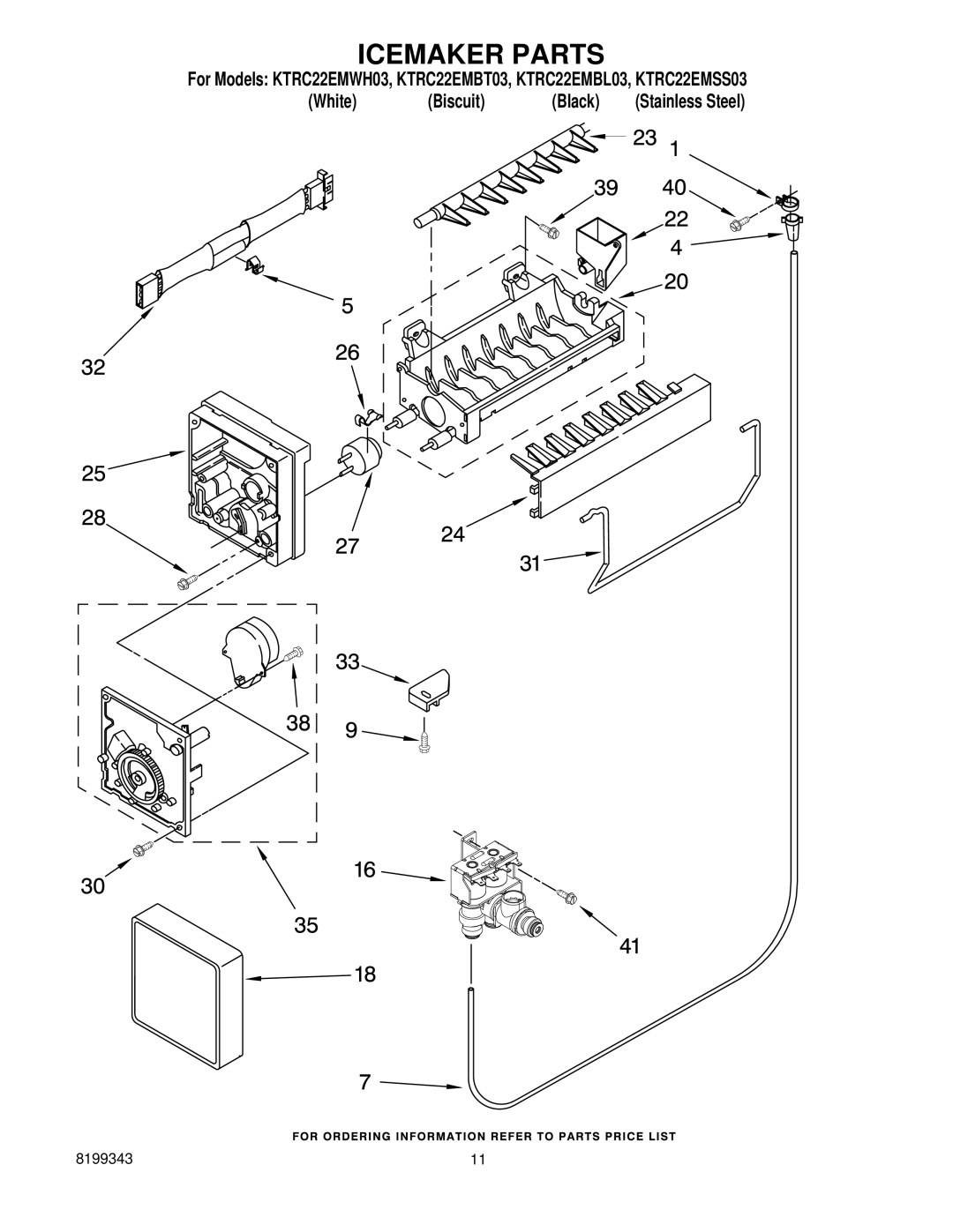 KitchenAid KTRC22EMBL03, KTRC22EMWH03, KTRC22EMSS03, KTRC22EMBT03 manual Icemaker Parts 