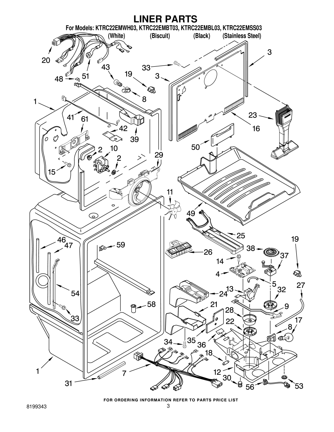 KitchenAid KTRC22EMBL03, KTRC22EMWH03, KTRC22EMSS03, KTRC22EMBT03 manual Liner Parts 