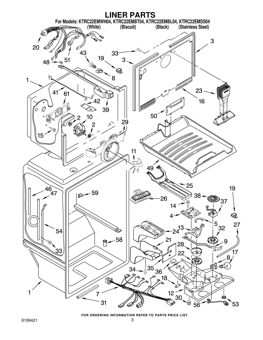 KitchenAid KTRC22EMBL04, KTRC22EMWH04, KTRC22EMBT04, KTRC22EMSS04 manual Liner Parts 