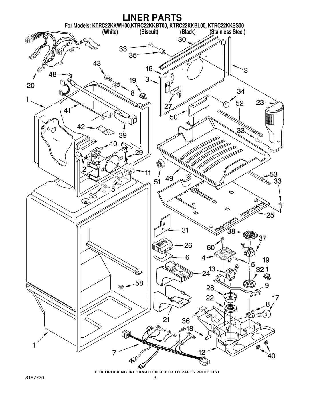 KitchenAid KTRC22KKBL00, KTRC22KKBT00, KTRC22KKWH00, KTRC22KKSS00 manual Liner Parts 