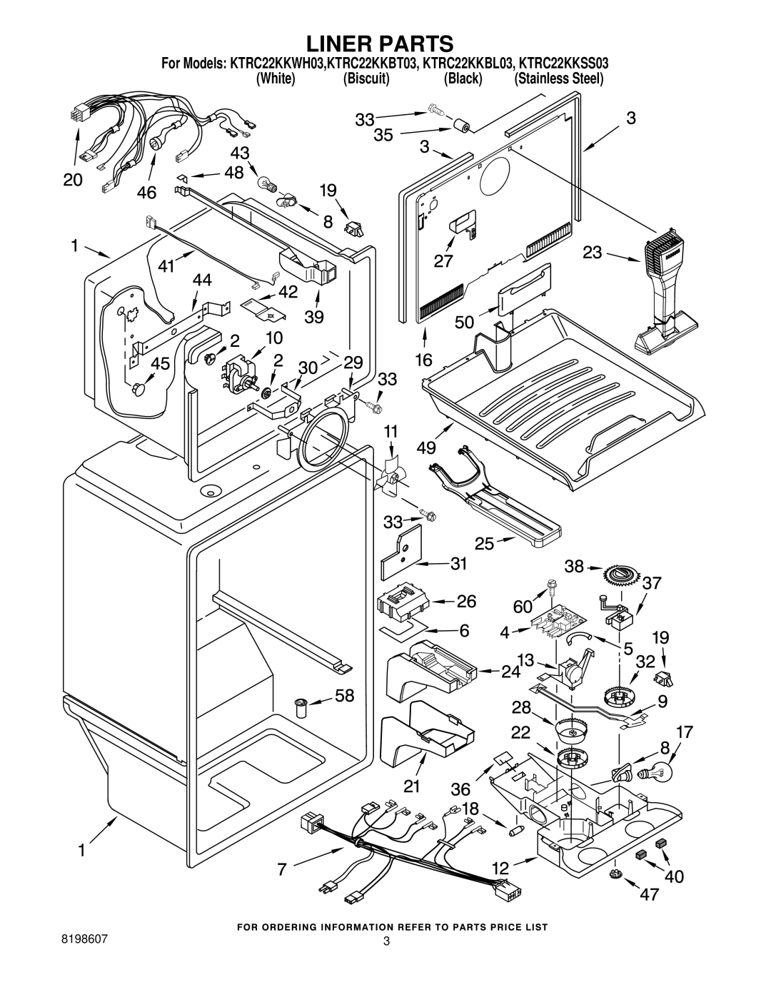 KitchenAid KTRC22KKBL03, KTRC22KKWH03, KTRC22KKBT03, KTRC22KKSS03 manual Liner Parts 