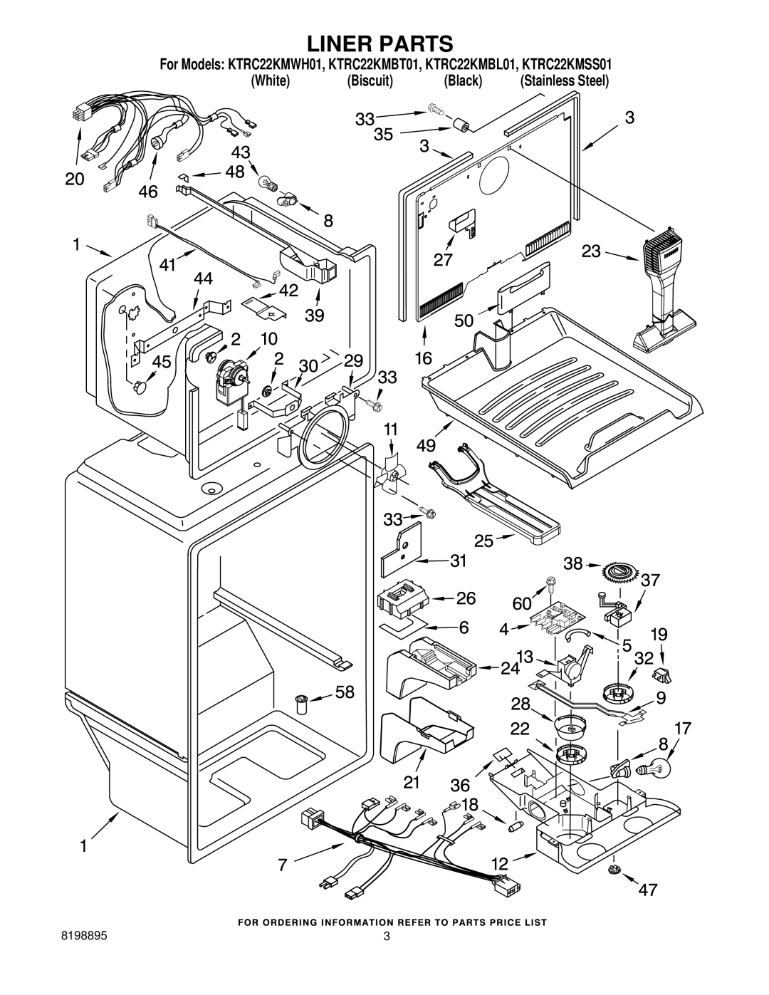 KitchenAid KTRC22KMSS01, KTRC22KMBT01, KTRC22KMBL01, KTRC22KMWH01 manual Liner Parts 