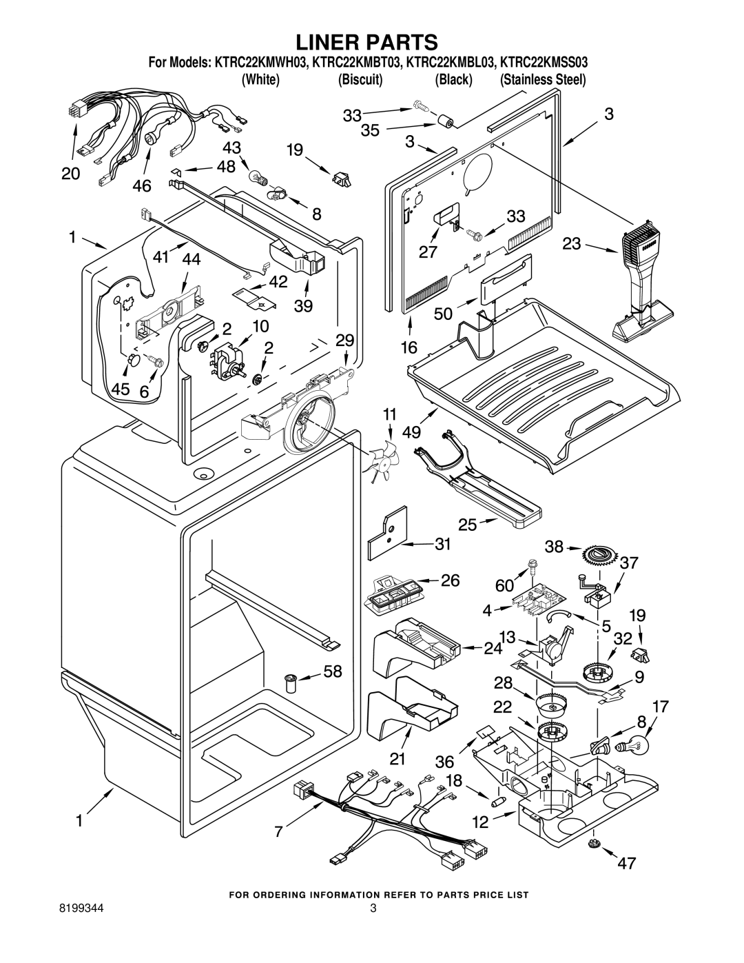 KitchenAid KTRC22KMWH03, KTRC22KMSS03, KTRC22KMBT03, KTRC22KMBL03 manual Liner Parts 