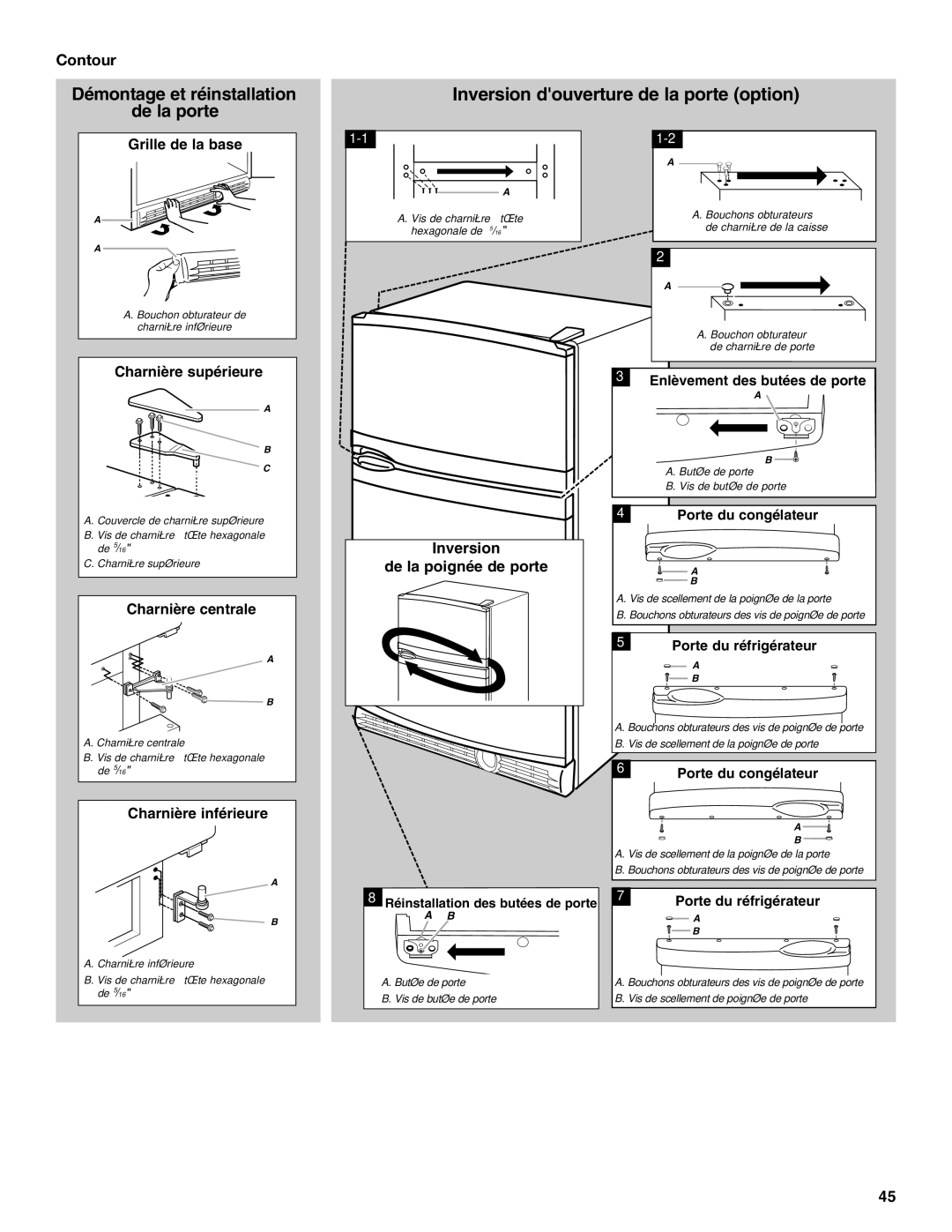 KitchenAid KTRC22KVSS installation instructions Inversion douverture de la porte option 