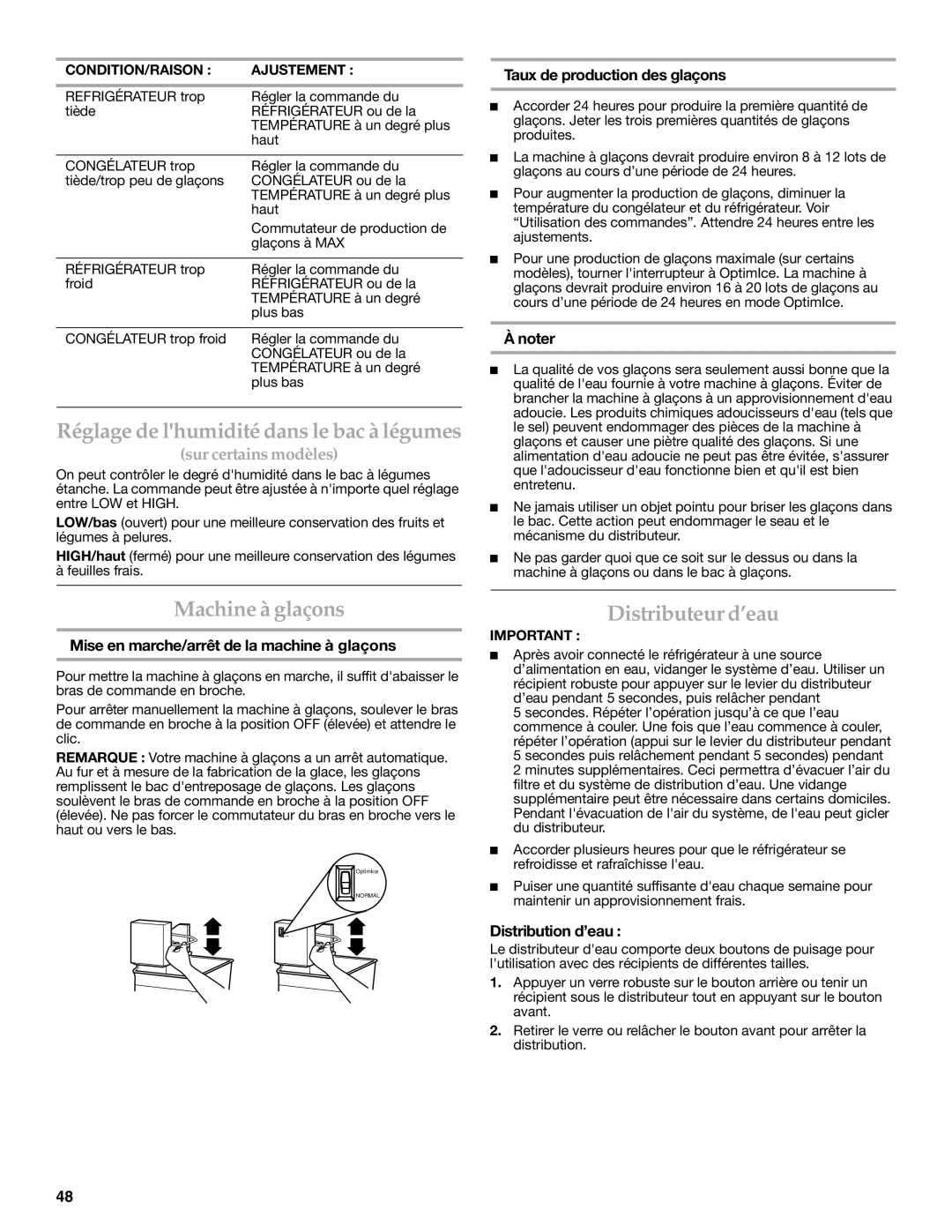 KitchenAid KTRC22KVSS Réglage de lhumidité dans le bac à légumes, Machine à glaçons, Distributeur d’eau 