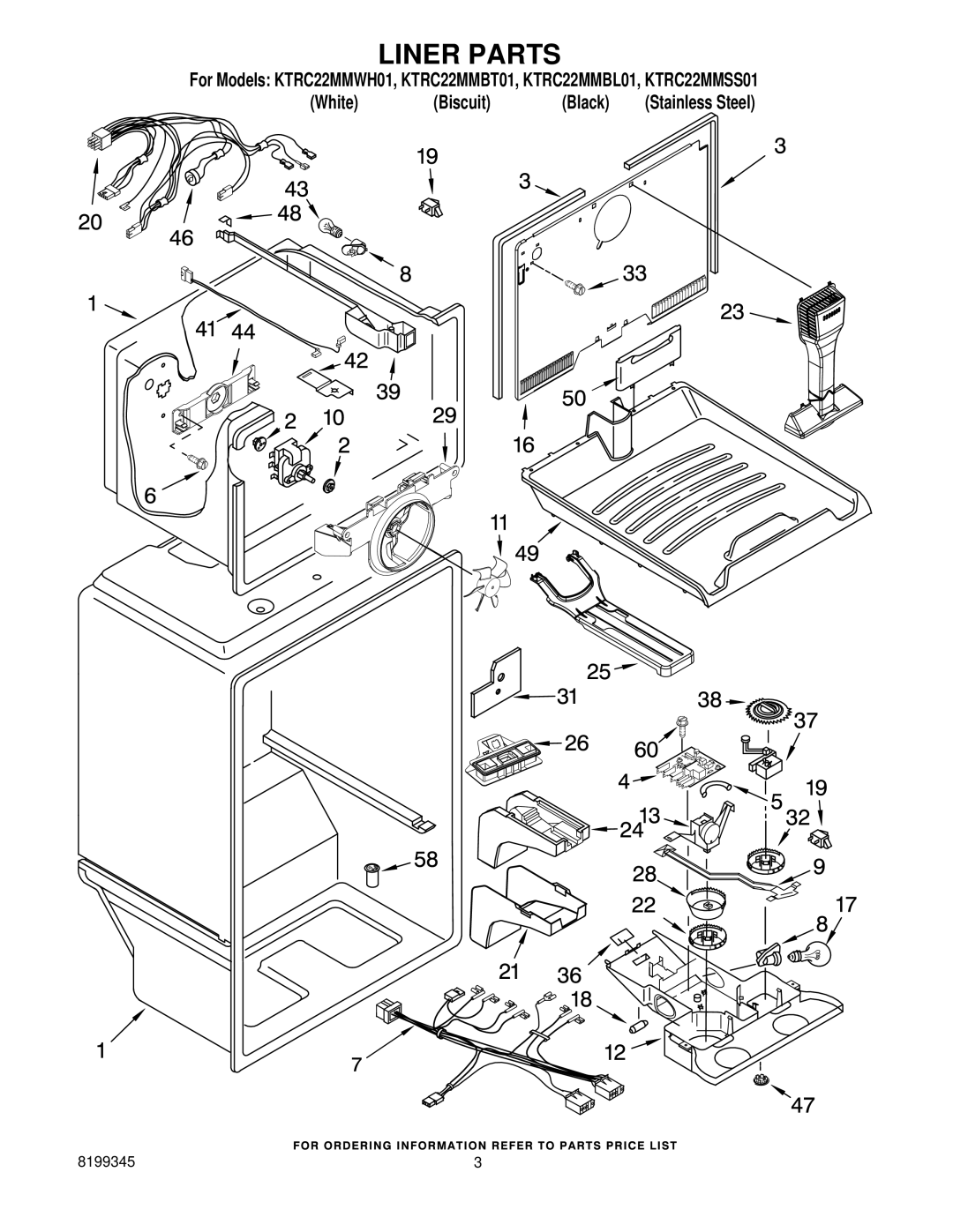 KitchenAid KTRC22MMSS01, KTRC22MMWH01, KTRC22MMBT01, KTRC22MMBL01 manual Liner Parts 