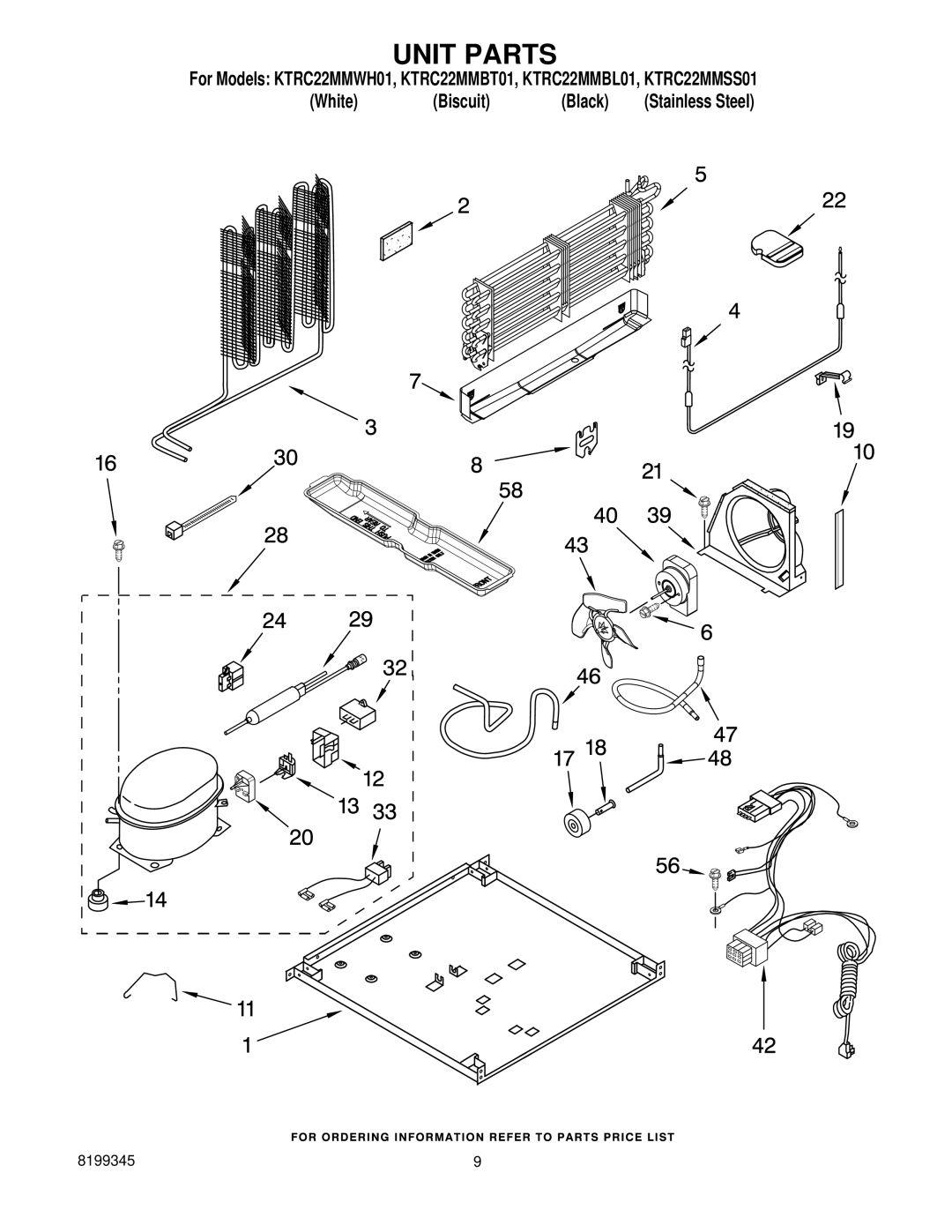 KitchenAid KTRC22MMBT01, KTRC22MMWH01, KTRC22MMBL01, KTRC22MMSS01 manual Unit Parts 