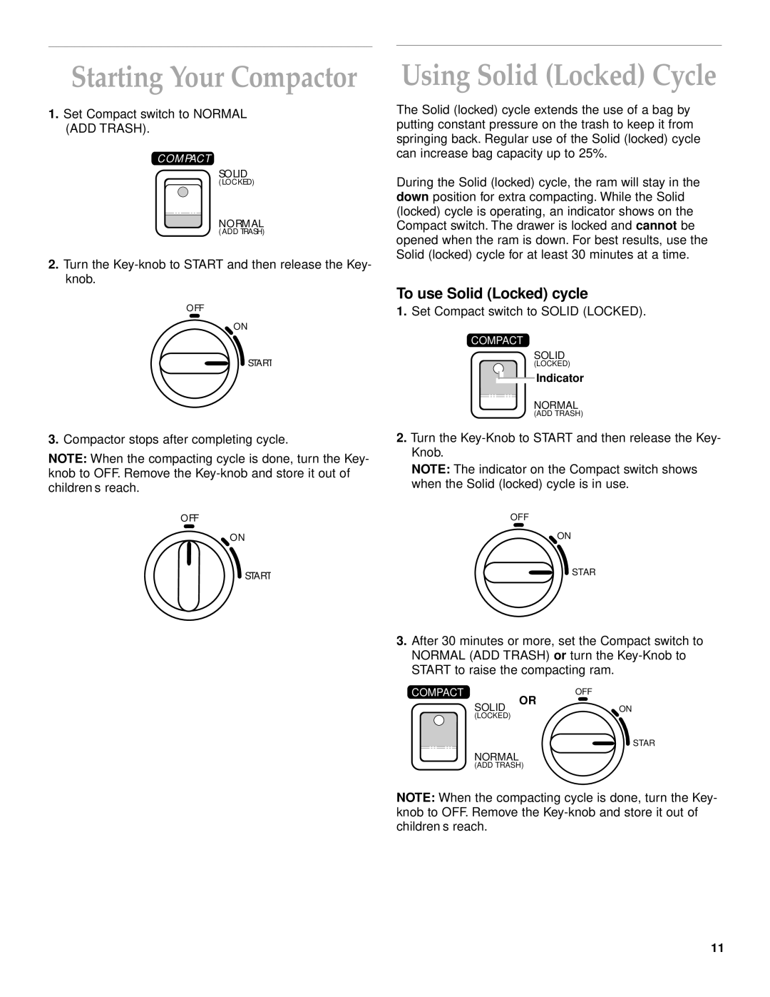 KitchenAid KCCC151, KUCC151 manual Using Solid Locked Cycle, To use Solid Locked cycle 