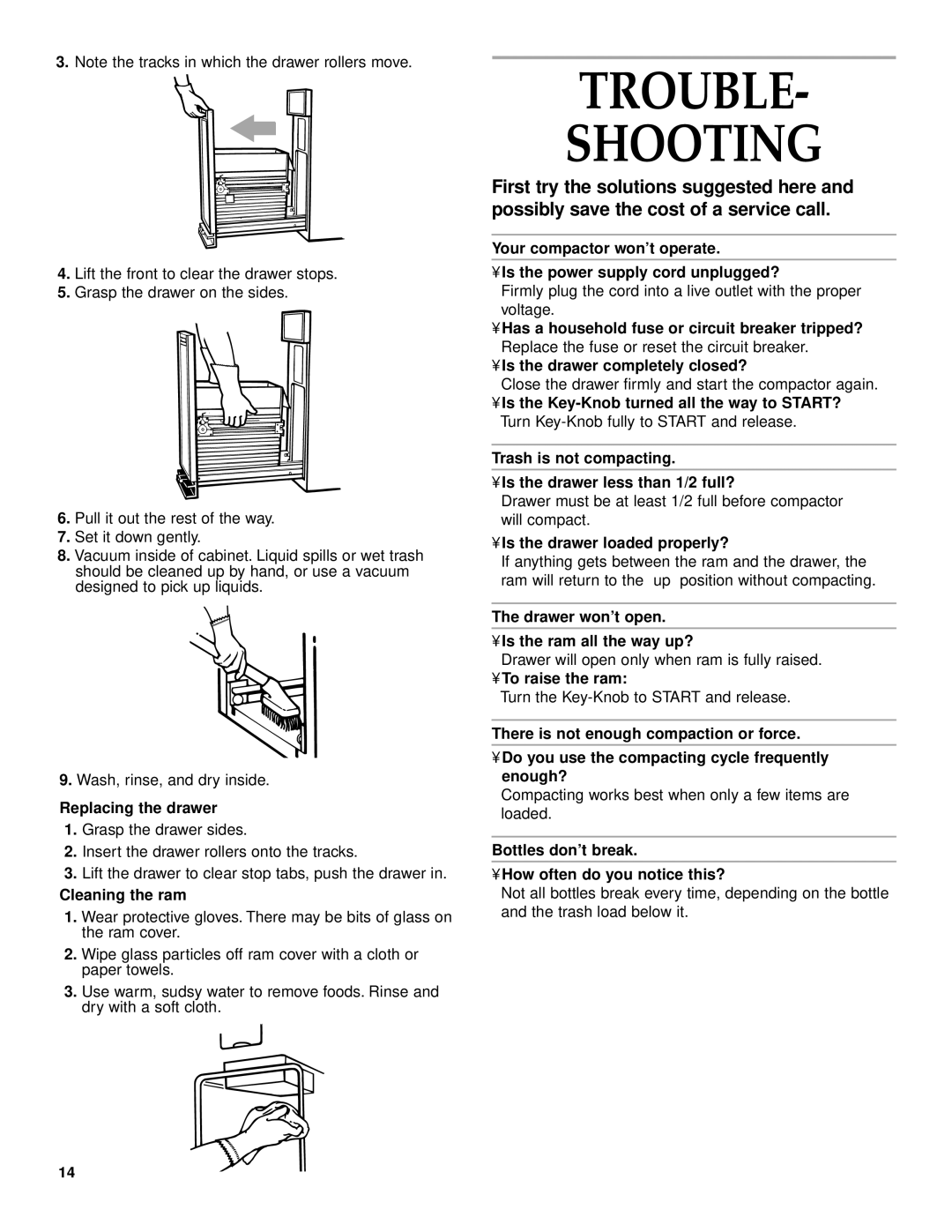 KitchenAid KUCC151, KCCC151 manual Trouble Shooting 