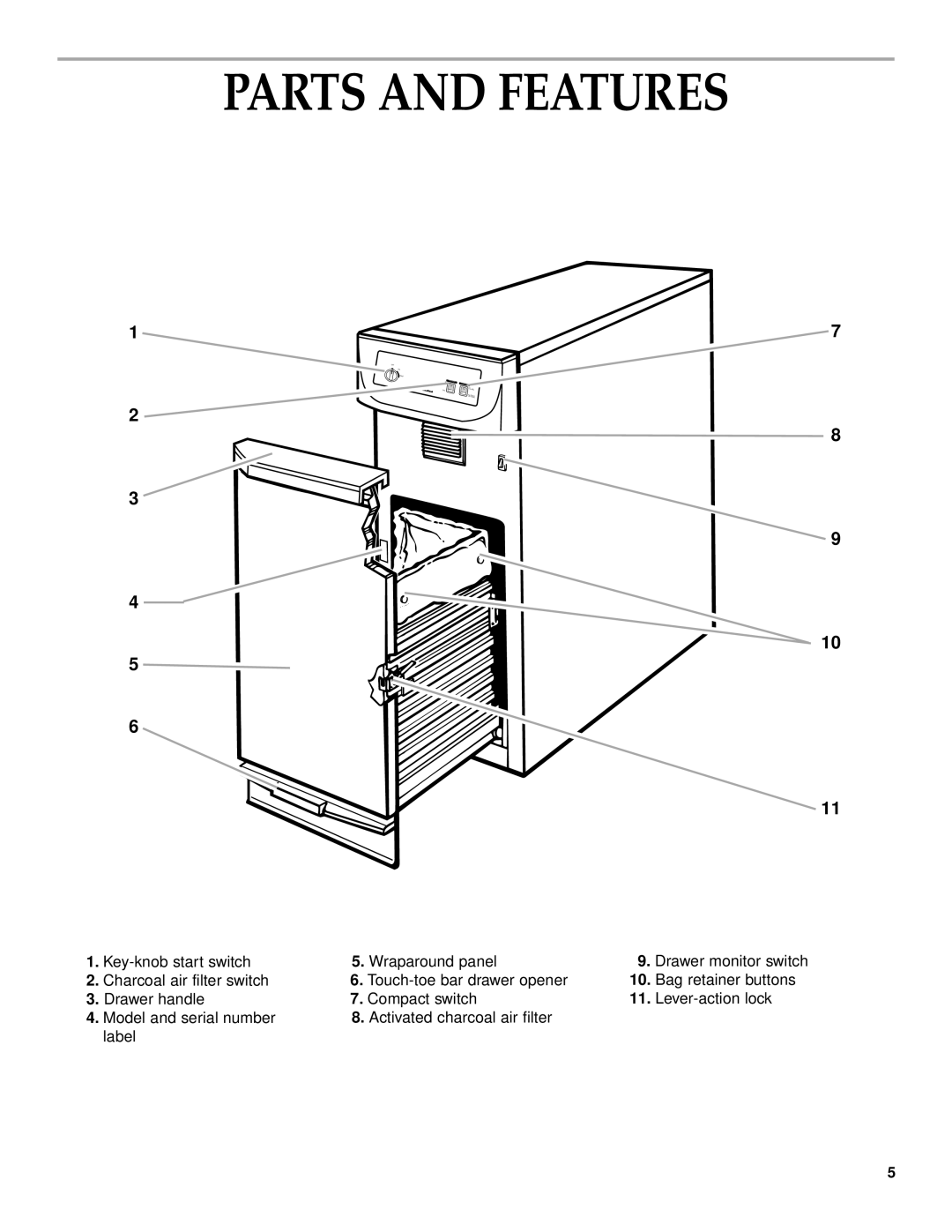 KitchenAid KCCC151, KUCC151 manual Parts and Features 