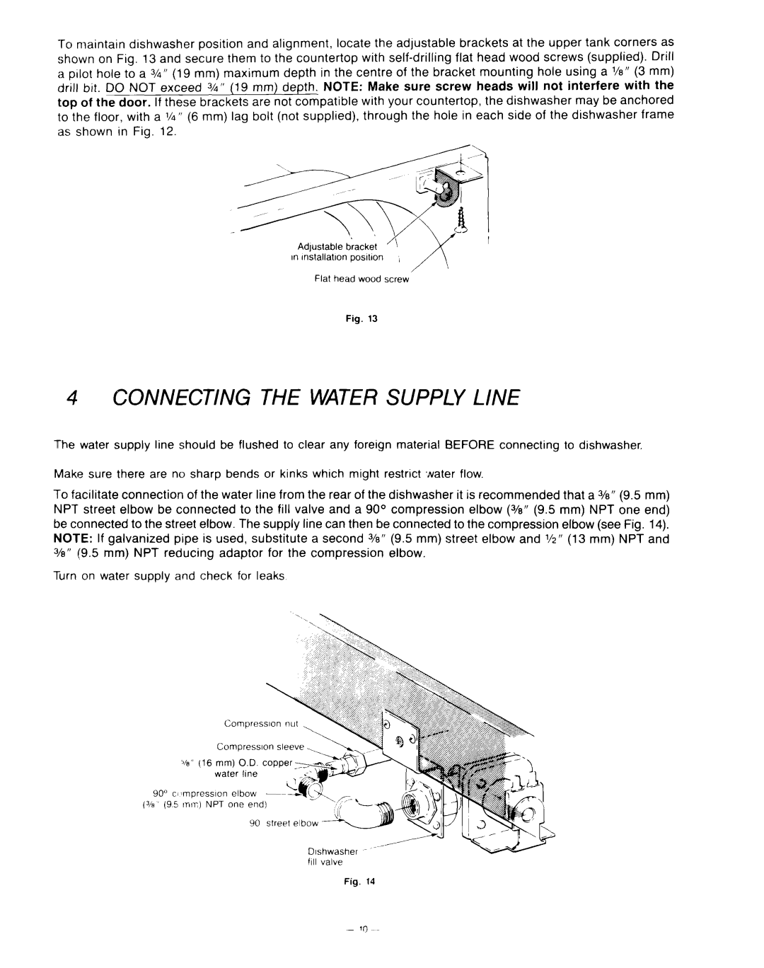 KitchenAid KUD-22 manual Connecting the Water Supply Line 