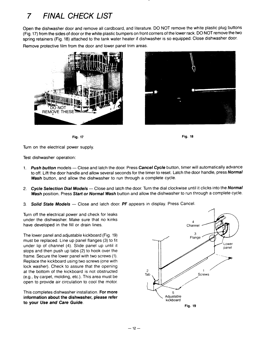 KitchenAid KUD-22 manual Final Check List 