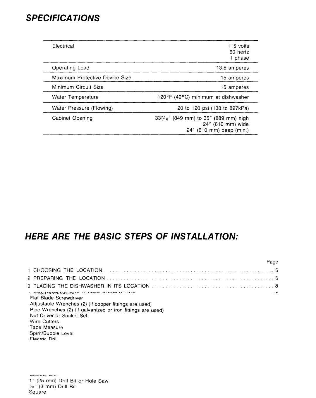 KitchenAid KUD-22 manual Specifications, Here are the Basic Steps of Installation 