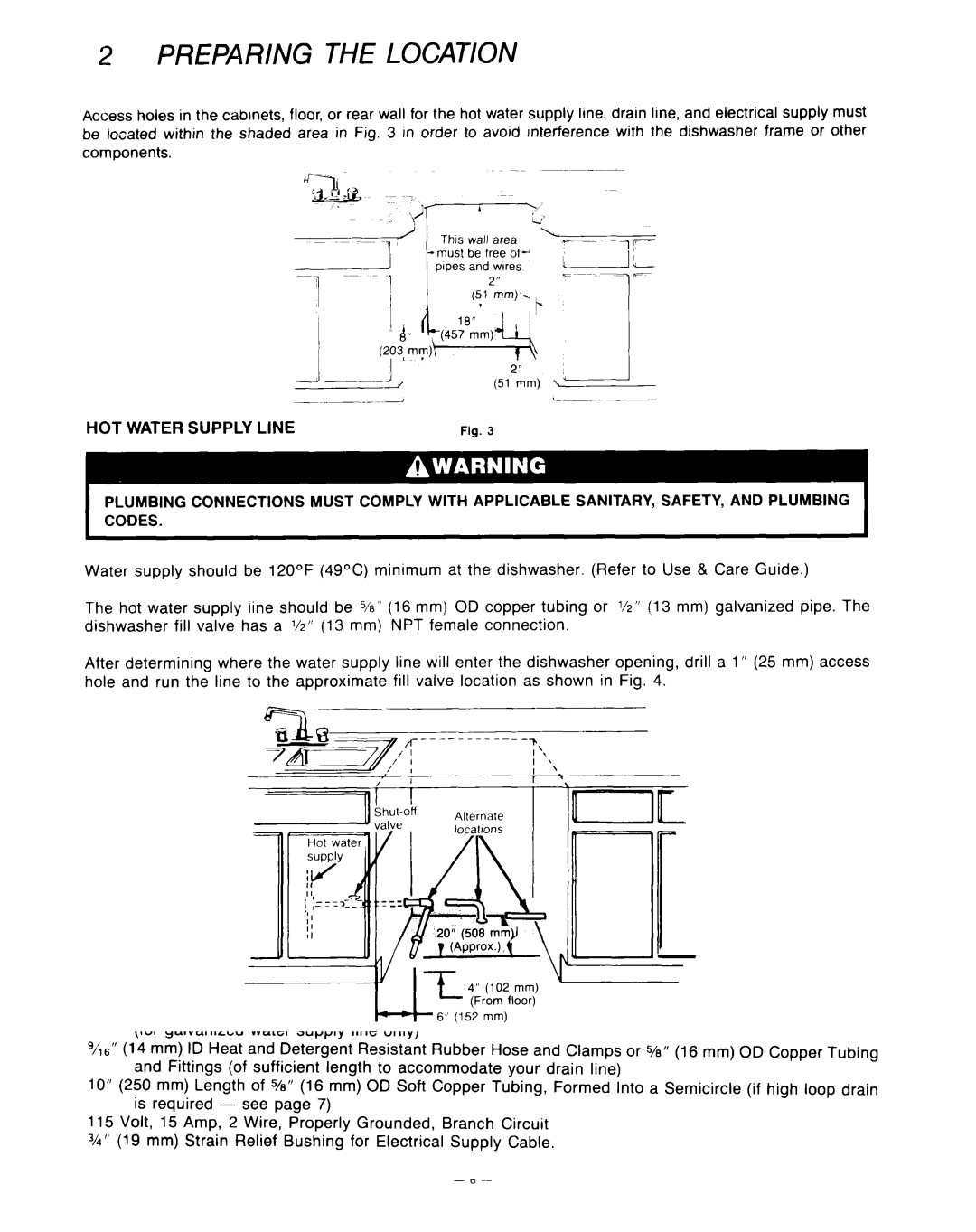 KitchenAid KUD-22 manual Preparing the Location 