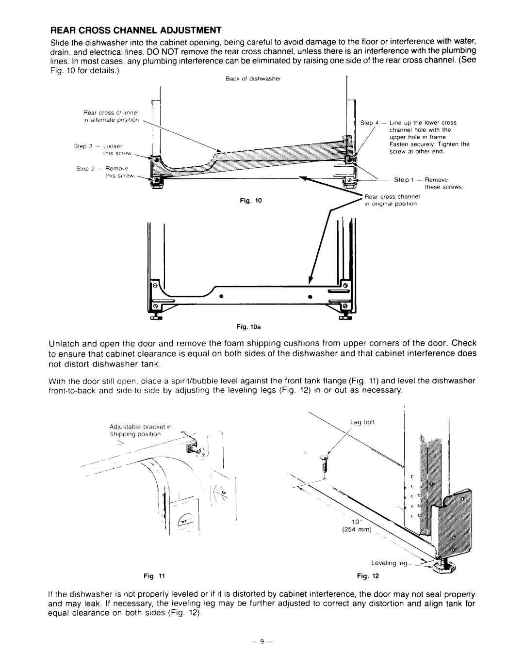 KitchenAid KUD-22 manual Rear Cross Channel Adjustment 
