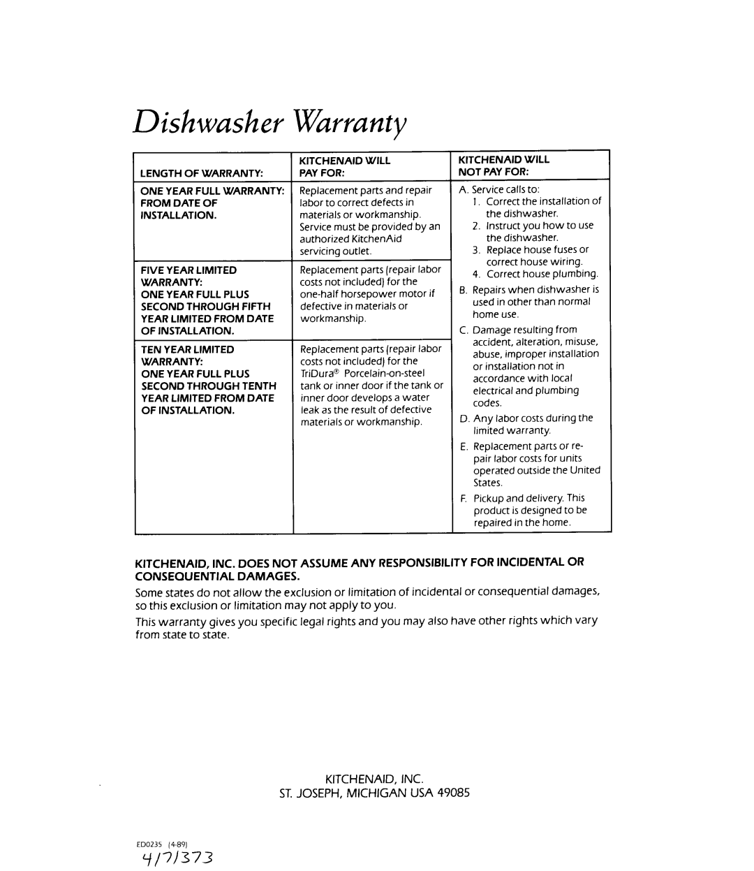 KitchenAid KUDB220T manual 