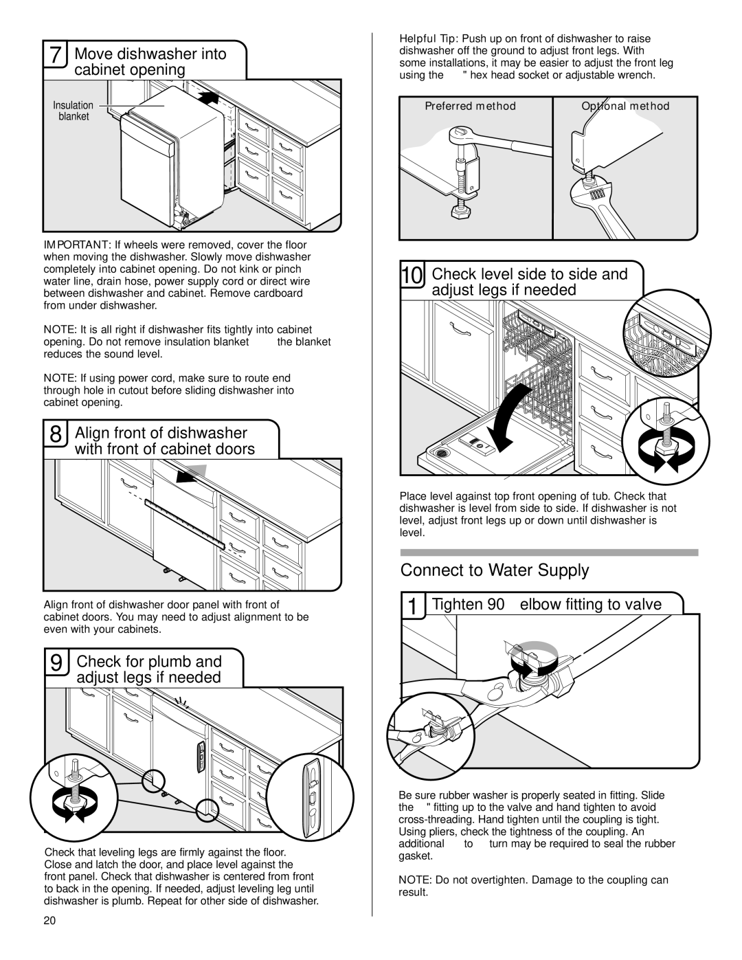 KitchenAid KUDE60FVPA, KUDC03IV, KUDE70FVPA, KUDS40FVPA, KUDS30IV, KUDS50FVPA installation instructions Connect to Water Supply 